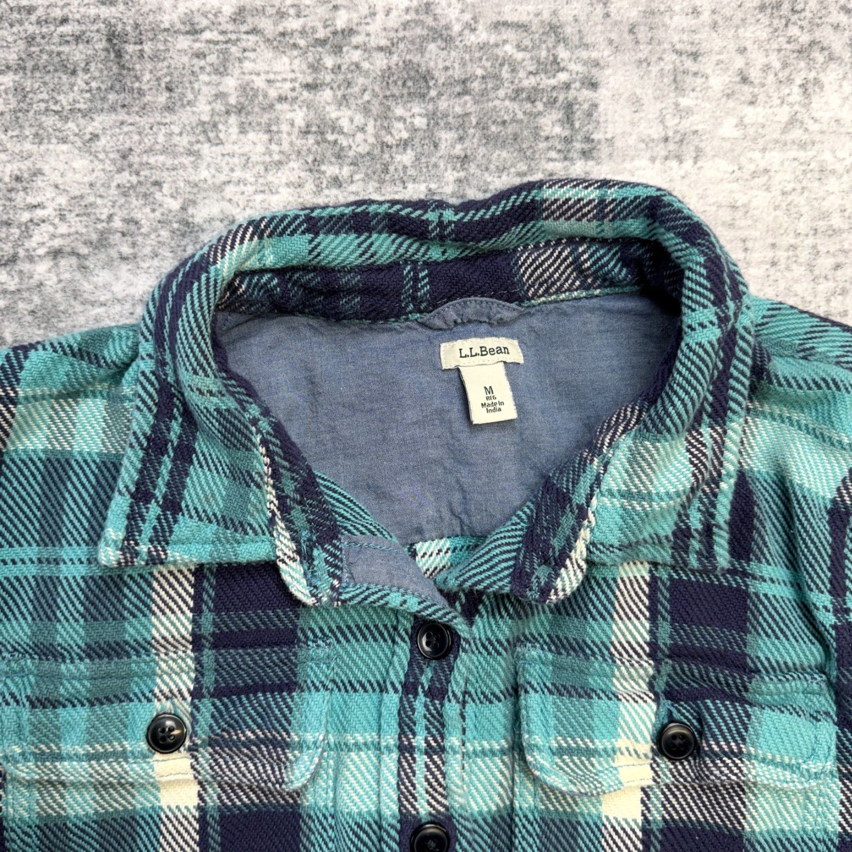 Vintage L.L. Bean Shirt Women Medium Plaid Overshirt Shacket Blue Teal 1912 Pocket Button-Up Casual Fall Winter Size M / US 6-8 / IT 42-44 - 3 Thumbnail