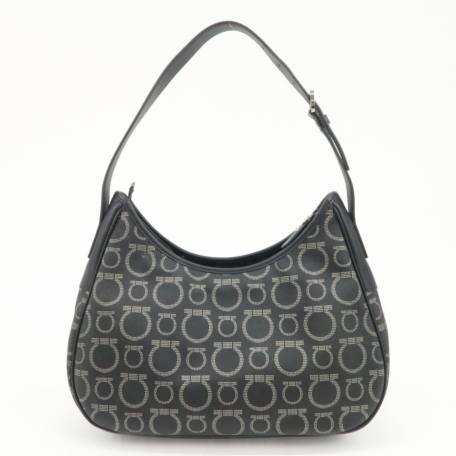 Salvatore Ferragamo Ferragamo Gancini PVC Leather Shoulder Bag Black Size ONE SIZE - 2 Thumbnail