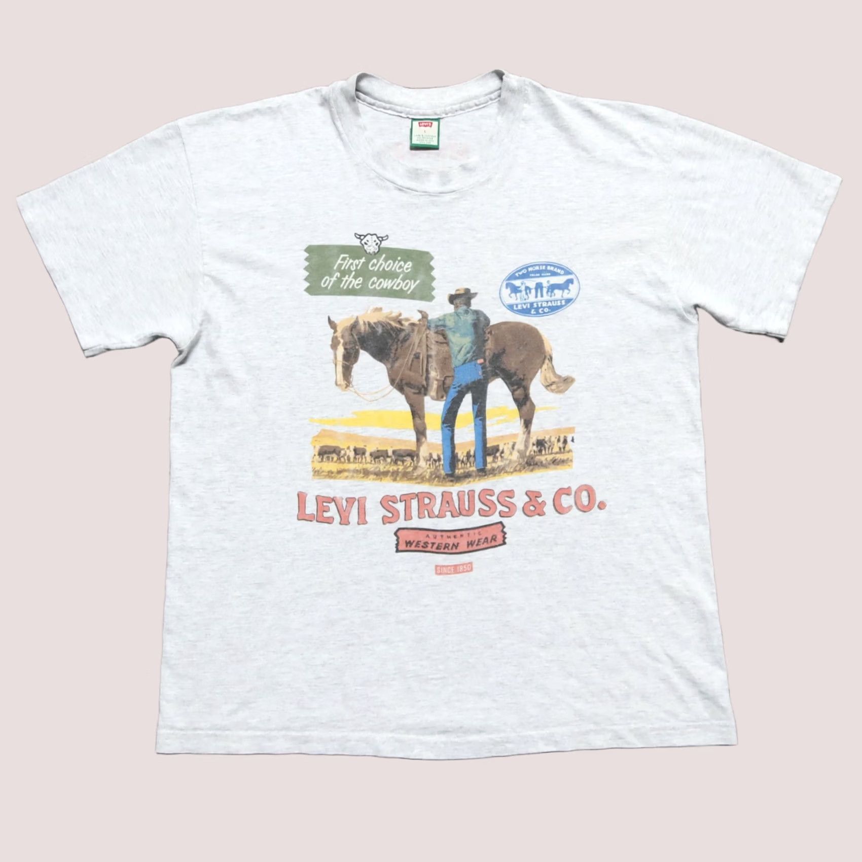 Levi's VINTAGE Levi's Western Shirt Mens Large Heather Grey 90s Big E Advertising Size US L / EU 52-54 / 3 - 1 Thumbnail
