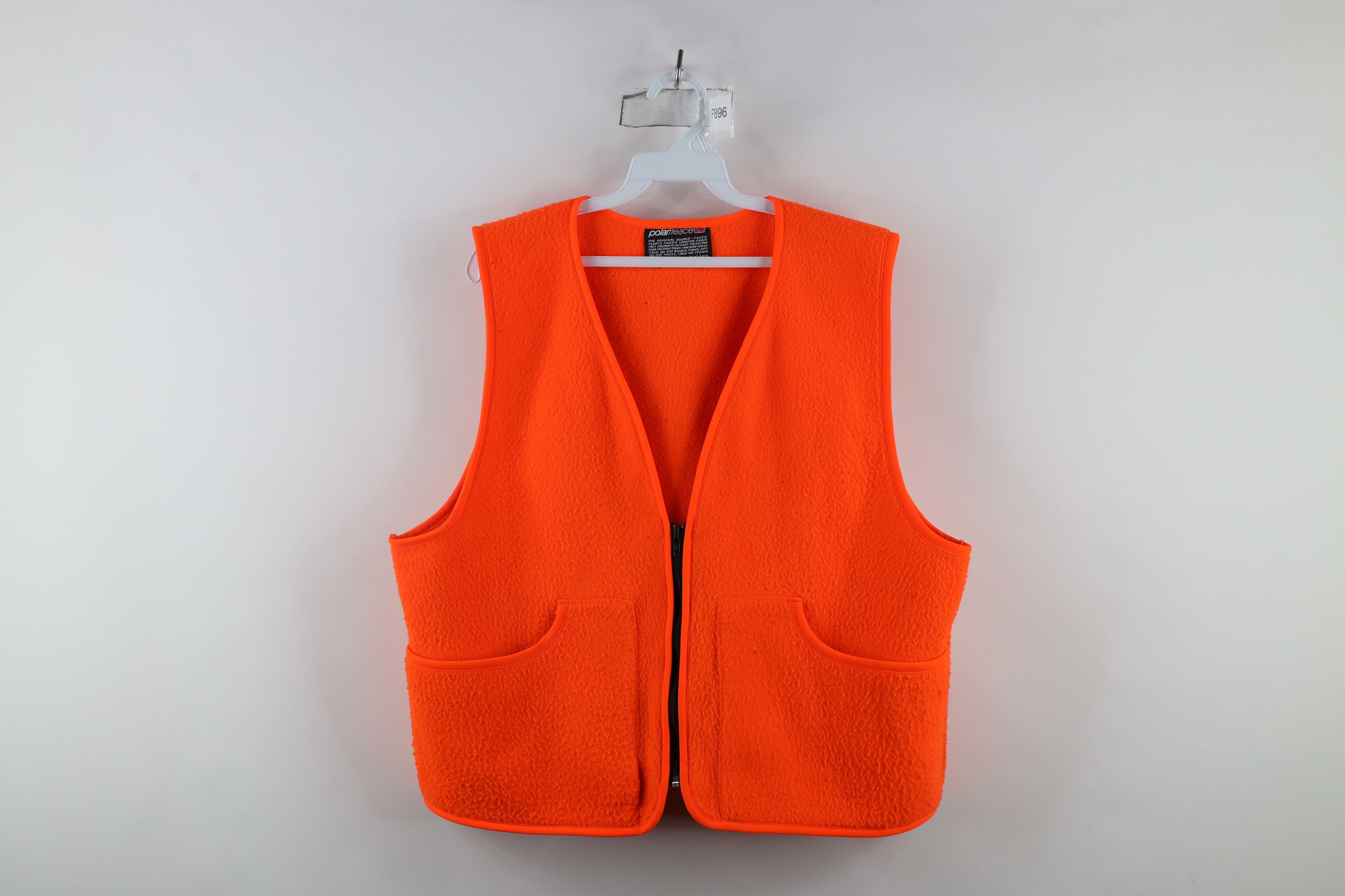 Vintage 90s Fleece Hunting Vest Jacket Blaze Orange USA