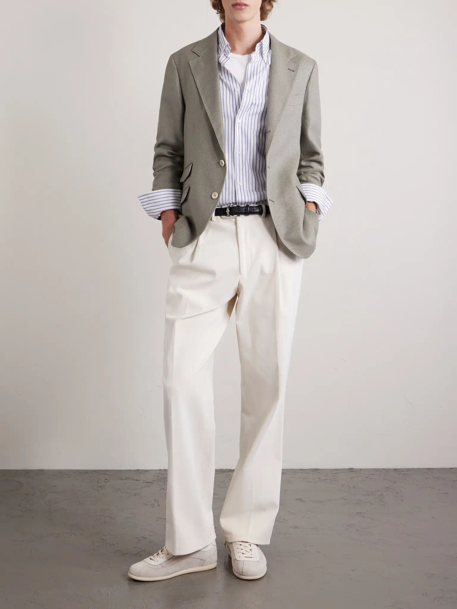 Brunello Cucinelli o1y0526 Striped Shirt in White Size US L / EU 52-54 / 3 - 4 Thumbnail