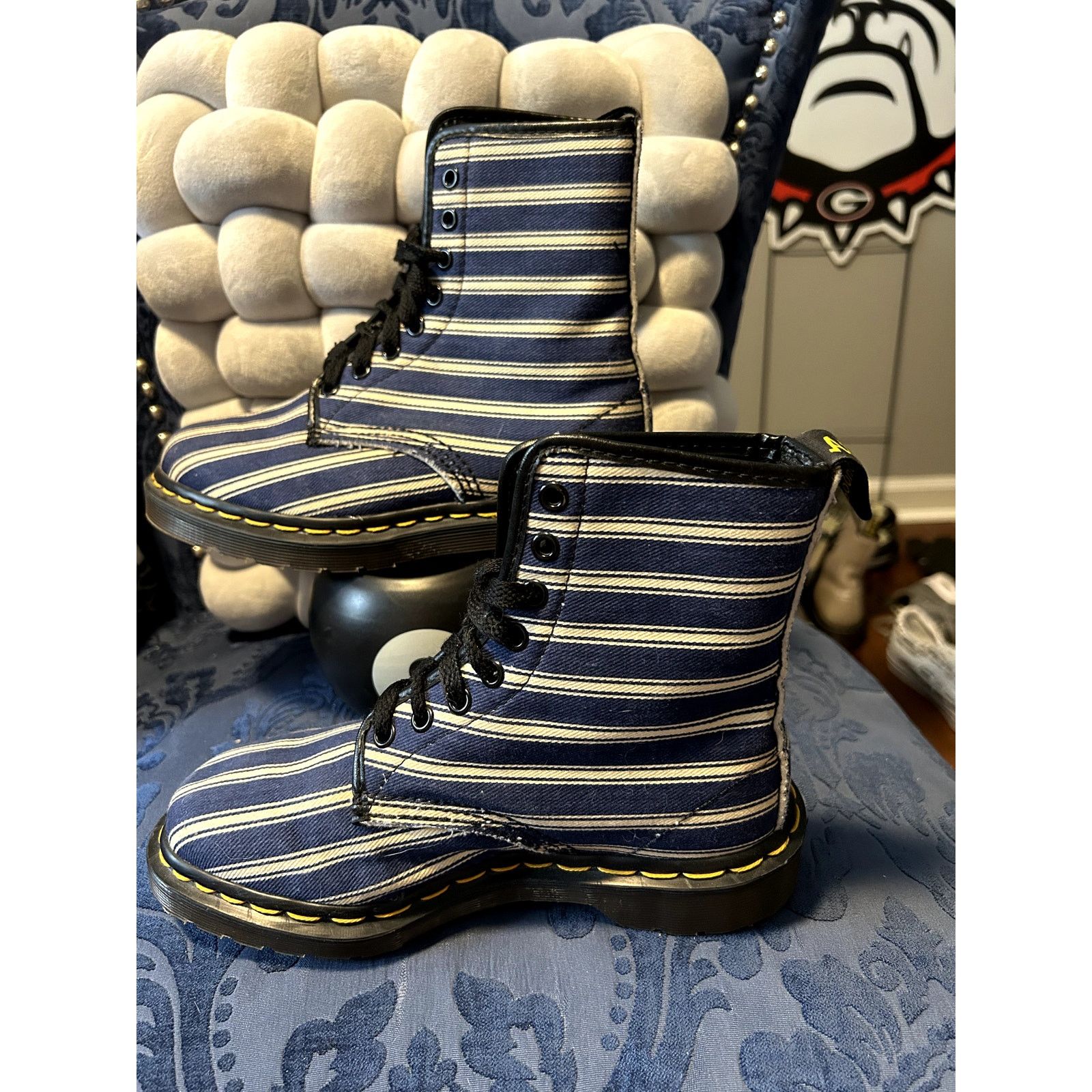 Dr. Martens Dr Martens Navy and Cream Striped Canvas size 5/EU 35 MIE Size US 5 / IT 35 - 2 Thumbnail