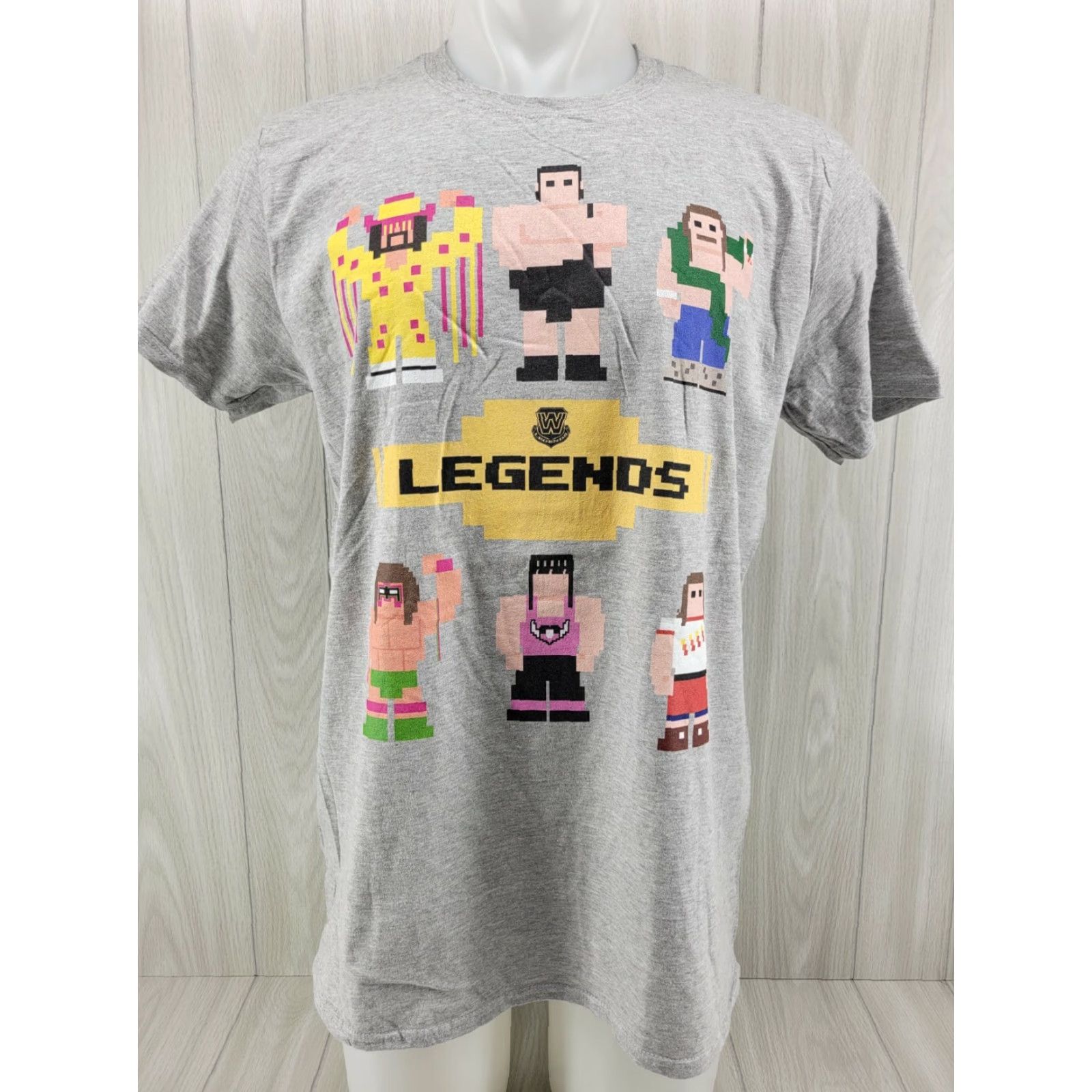 Gildan WWE 8-Bit Legends T-Shirt Large Gray Men Short Sleeve Crew Neck Cotton Shirt Gildan Vintage No Size US L / EU 52-54 / 3 - 2 Thumbnail