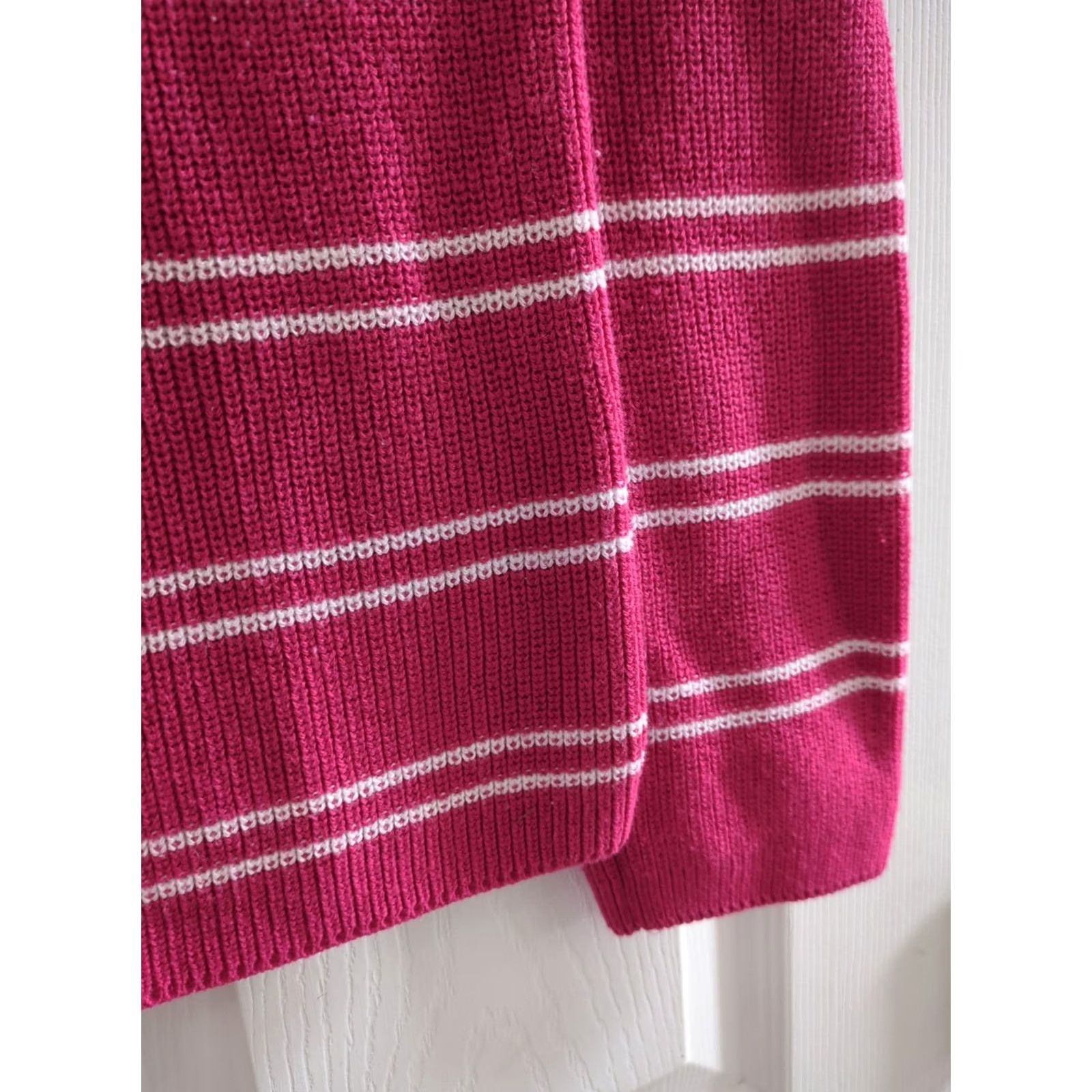 U.S. Polo Assn. VINTAGE U.S. POLO ASSN. Lightweight Striped Pink/White Sweater V-neck Large Women/L Size L / US 10 / IT 46 - 2 Thumbnail