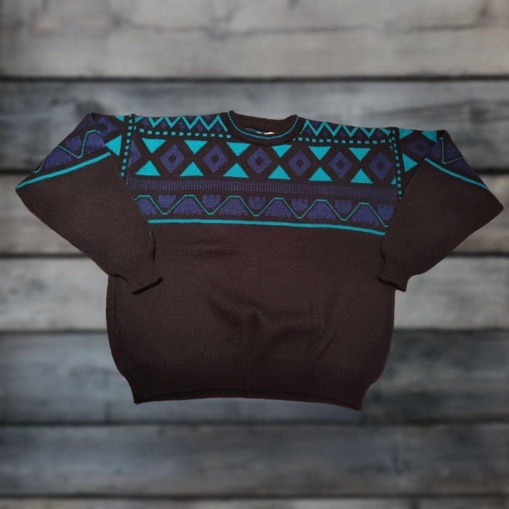 Vintage VINTAGE Le Tigre Geometric Pullover Sweater XL Men Crew Neck Acrylic Multi 90s Fall Winter Spring Size US XL / EU 56 / 4 - 1 Thumbnail