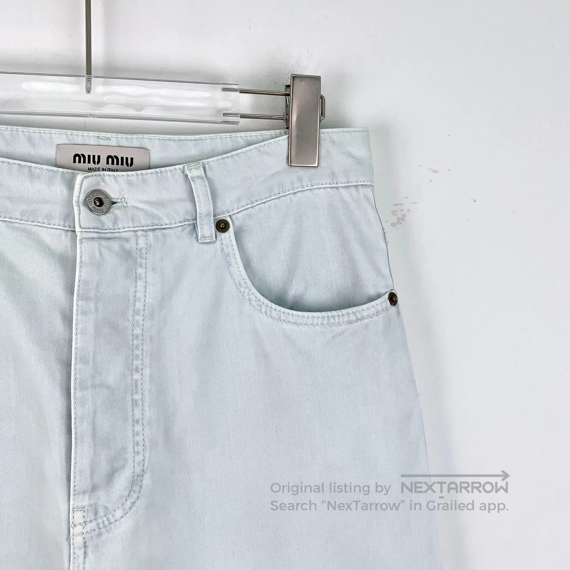 Miu Miu Miu Miu Light blue cotton casual straight-leg denim long p Size 24" / US 00 / IT 34 - 3 Thumbnail