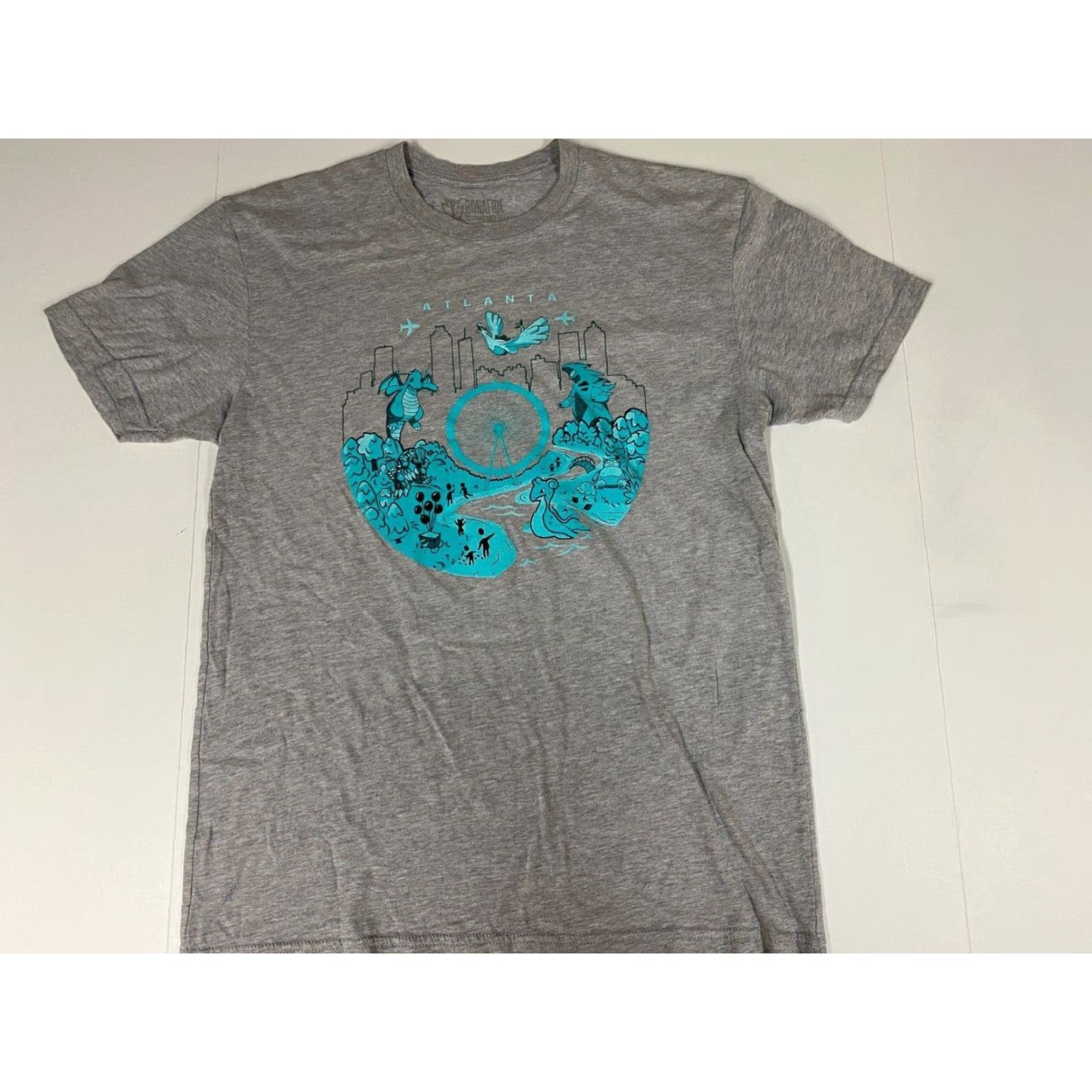 Vintage Bonafide Mens T-Shirt M Gray Pokemon Logo 90s Space American University Cotton Crew Neck Short Sleeve Regular Vintage No holes or tears Size US M / EU 48-50 / 2 - 2 Thumbnail