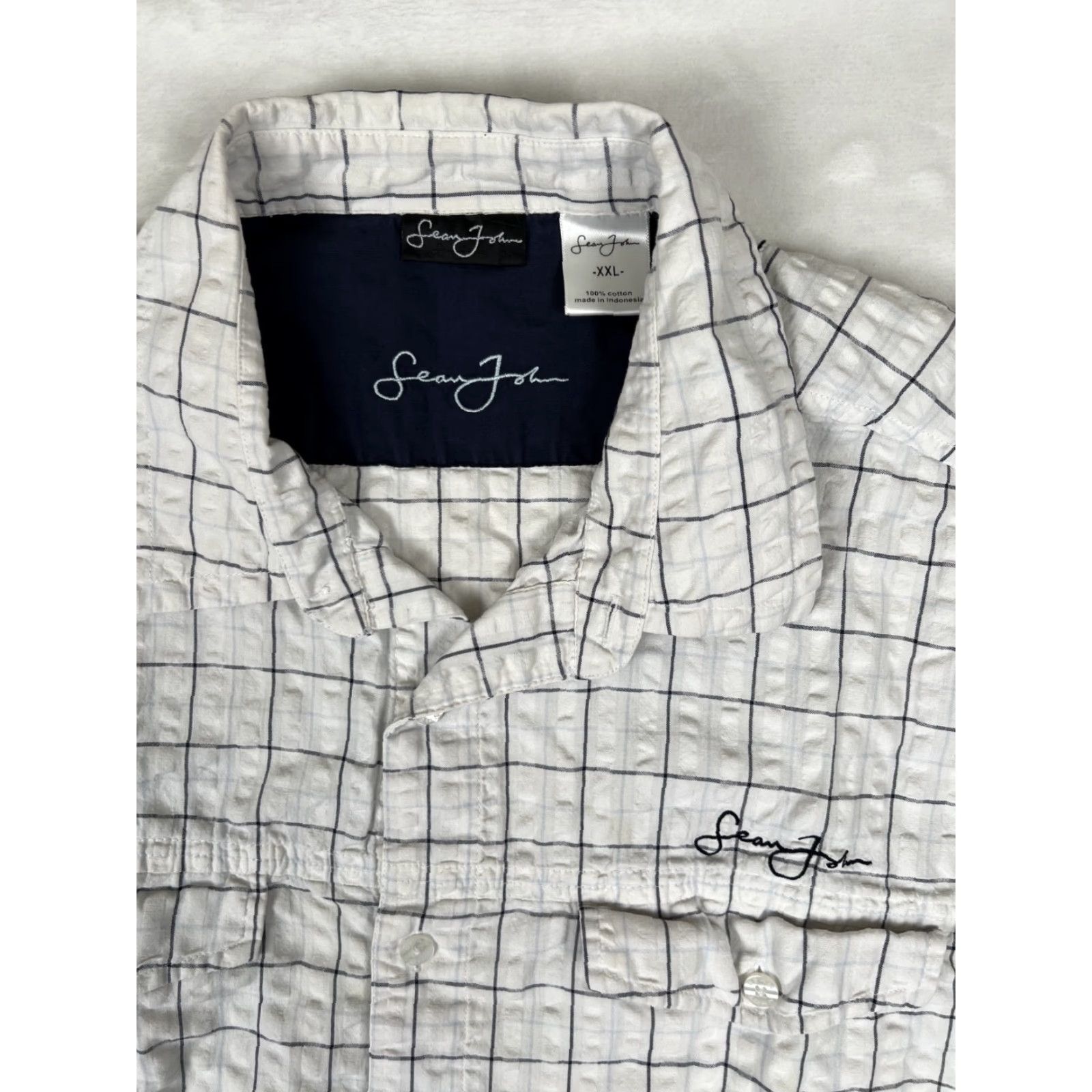 Sean John VINTAGE Sean John Short Sleeve Button Up Shirt 2XL White Plaid Y2K Hip Hop Mens Shirt Size US XXL / EU 58 / 5 - 2 Thumbnail
