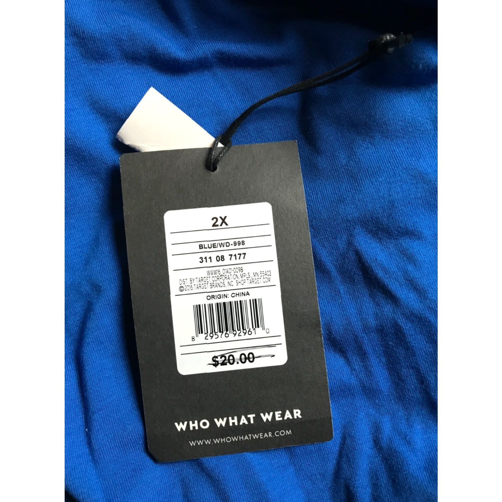 Vintage WHO WHAT WEAR Dress Womens Plus Size 2X Blue Midi One Shoulder 46" Long Short Sleeve Pullover Casual Party/Cocktail Travel Womens Size XXL / US 16-18 / IT 52-54 - 7 Thumbnail