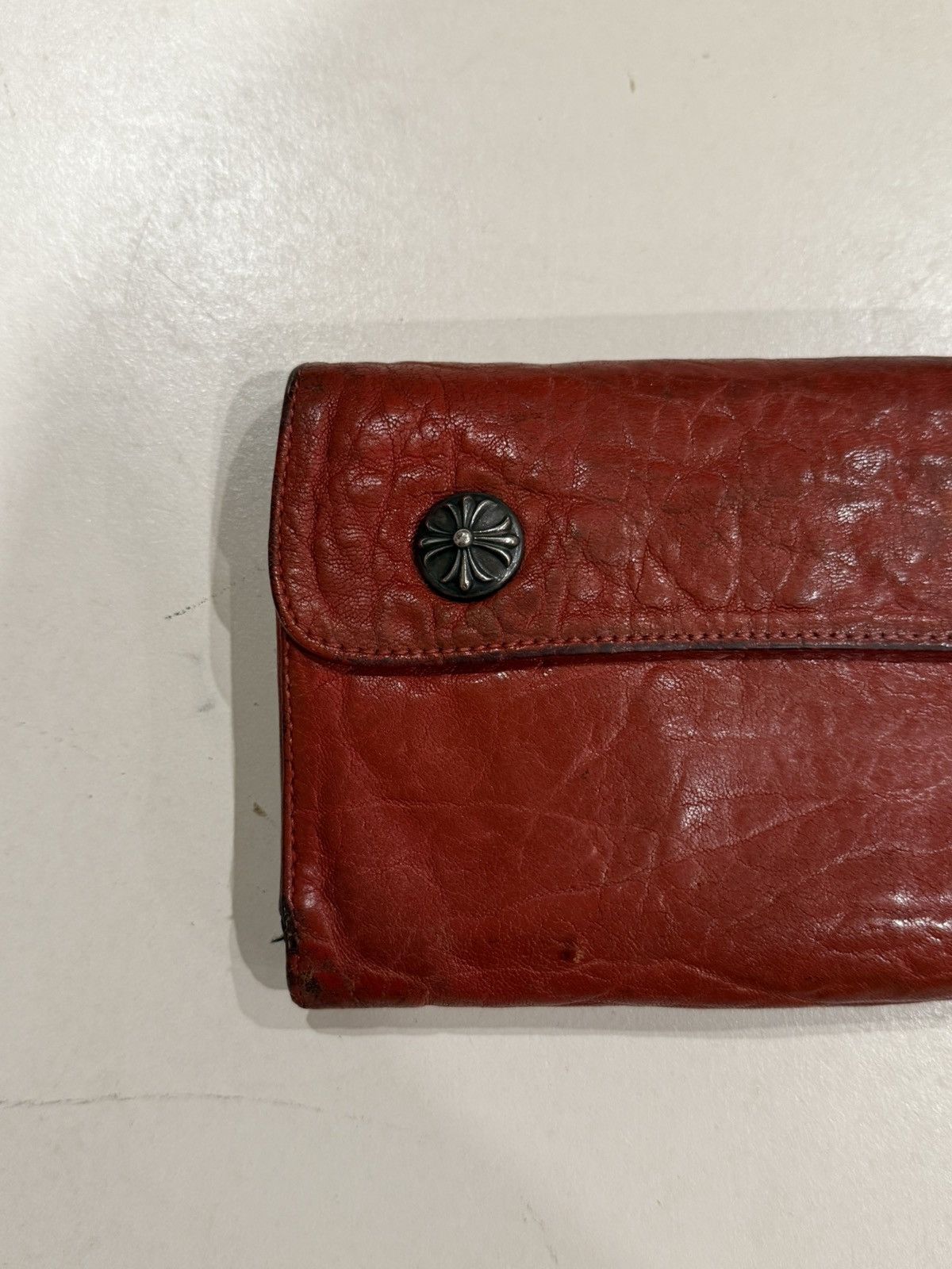 Chrome Hearts Chrome Hearts Wave Wallet Red Leather Silver Cross Snaps 925 Size ONE SIZE - 4 Thumbnail