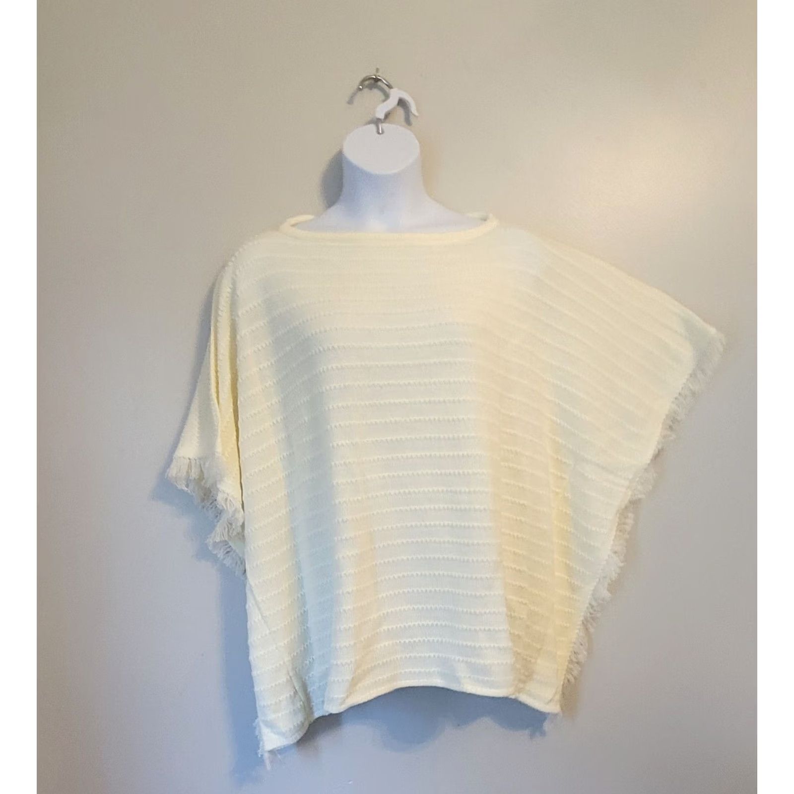 Dillard's Dillards Ivory Knit Poncho Sweater OS Acrylic Women Size ONE SIZE - 2 Thumbnail