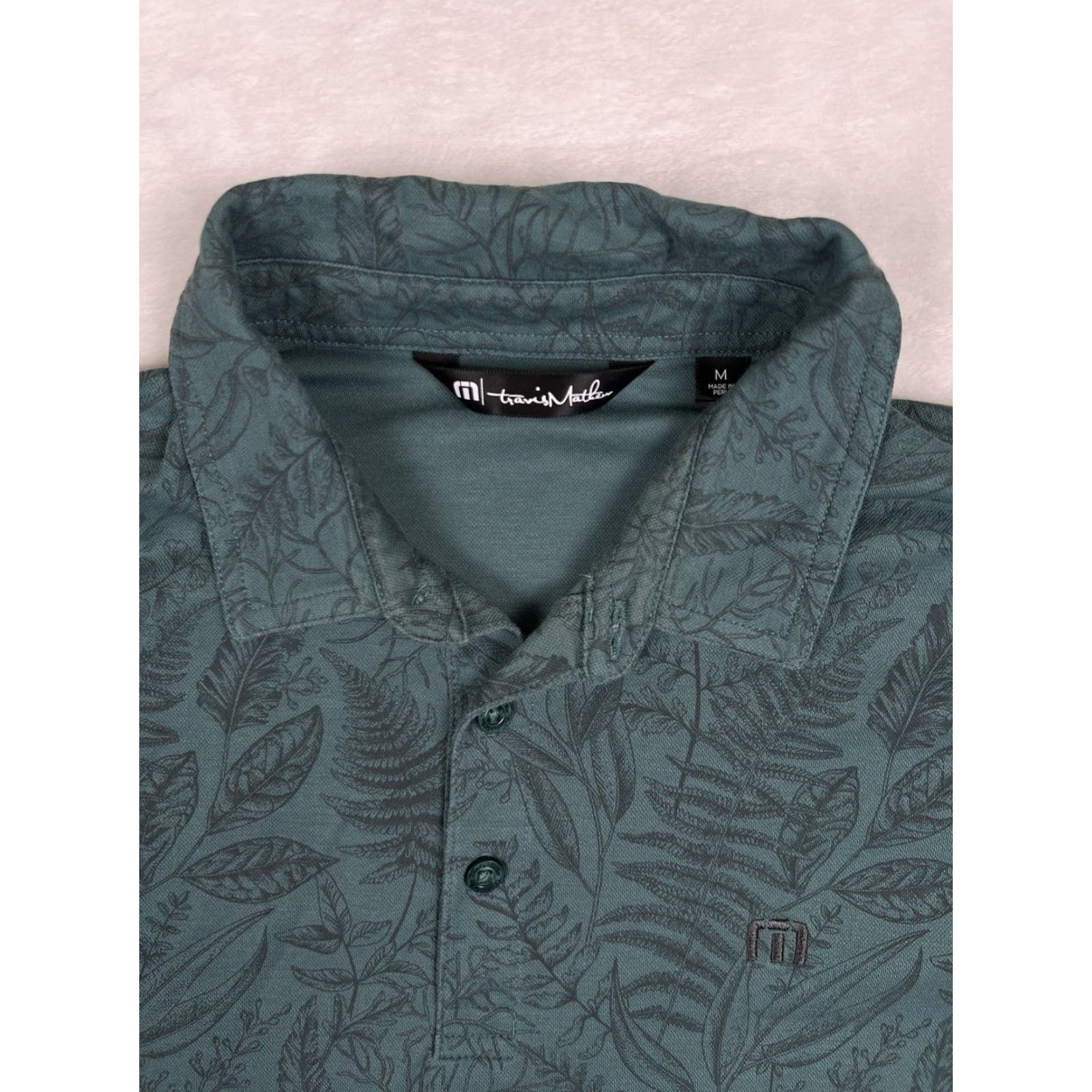 TravisMathew Travis Mathew Polo Shirt Green Leaf Floral Collared M Men's Regular Golf Casual Activewear Polo Shirt Size US M / EU 48-50 / 2 - 2 Thumbnail