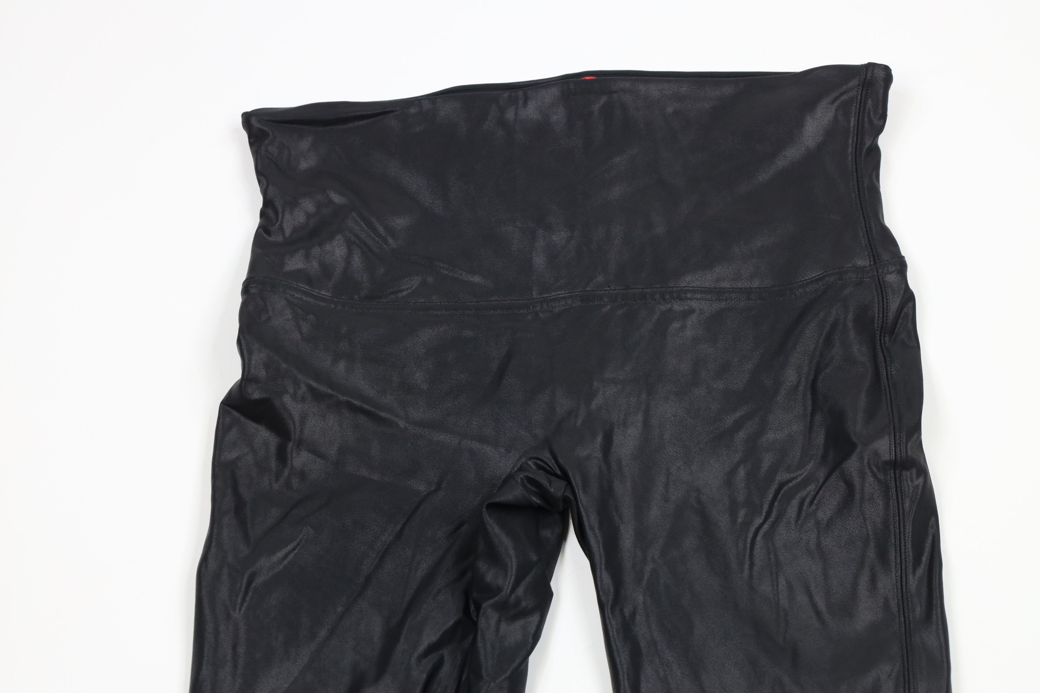 Spanx × Vintage Spanx Faux Leather Spandex Leggings Pants Black Shapewear Size 29" - 2 Thumbnail