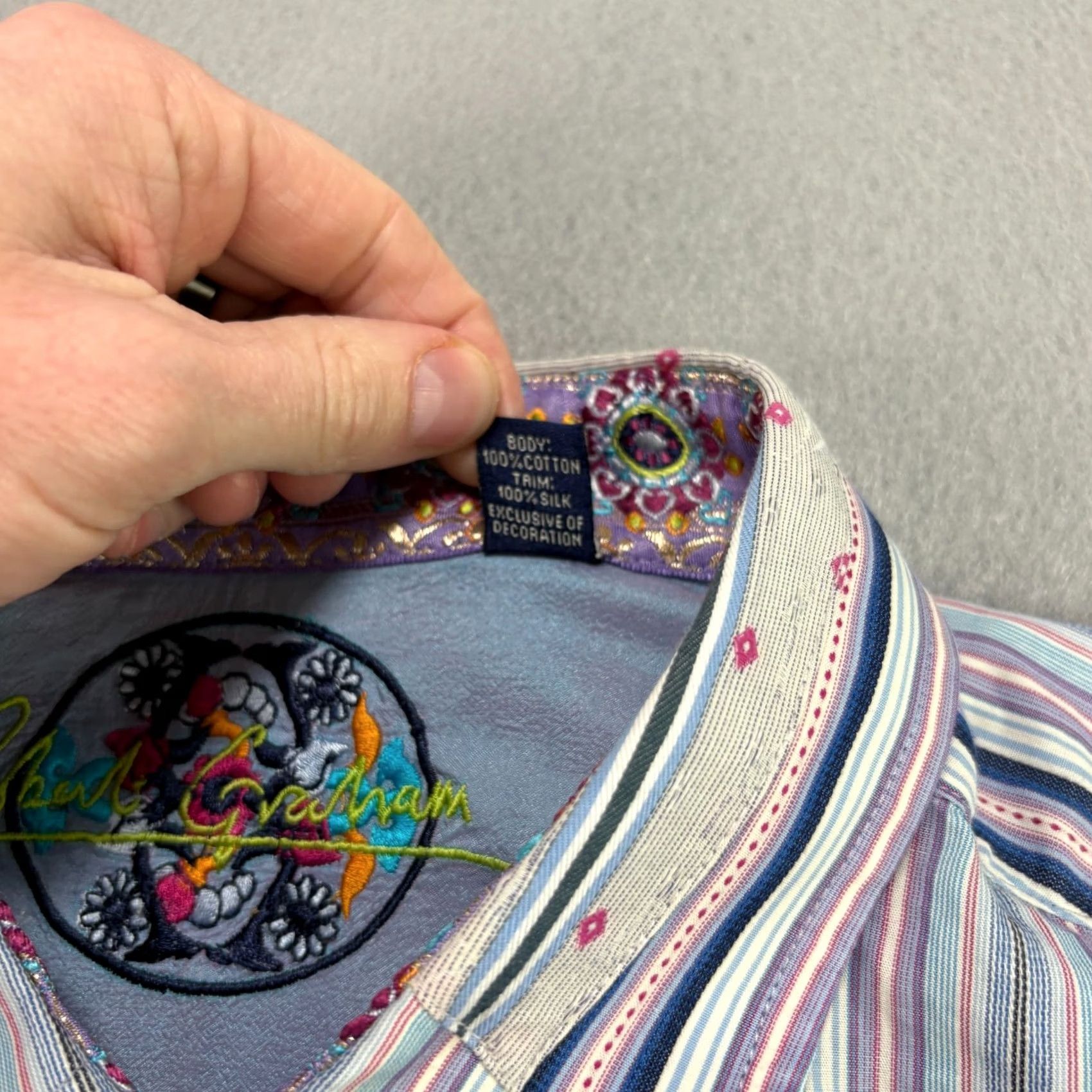 Robert Graham Robert Graham Shirt Mens 2XL Blue Striped Button Up Long Sleeve Flip Cuff Up Casual Party/Cocktail Size US XXL / EU 58 / 5 - 5 Thumbnail