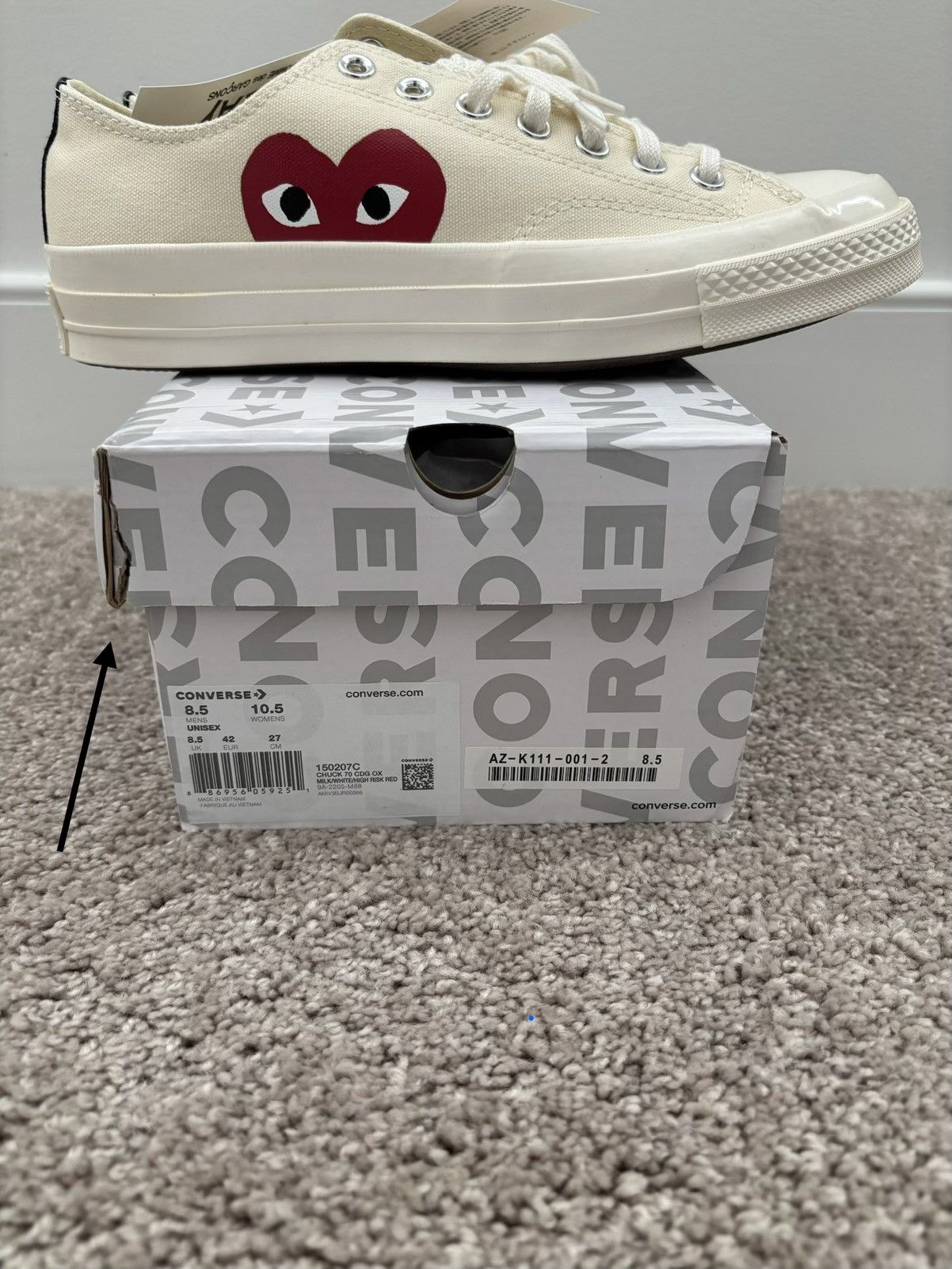 Comme des Garcons PLAY × Converse Comme Des Garcons Play x Converse Chuck Taylor Size US 8.5 / EU 41-42 - 9 Thumbnail