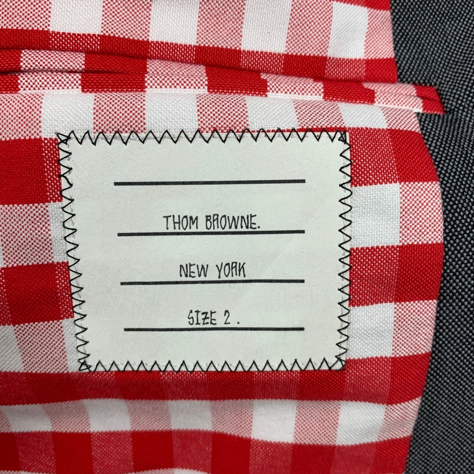 Thom Browne Size 38 Navy Red Checkered Wool Blend Notch Lapel Sport Coat Size 38R - 7 Thumbnail