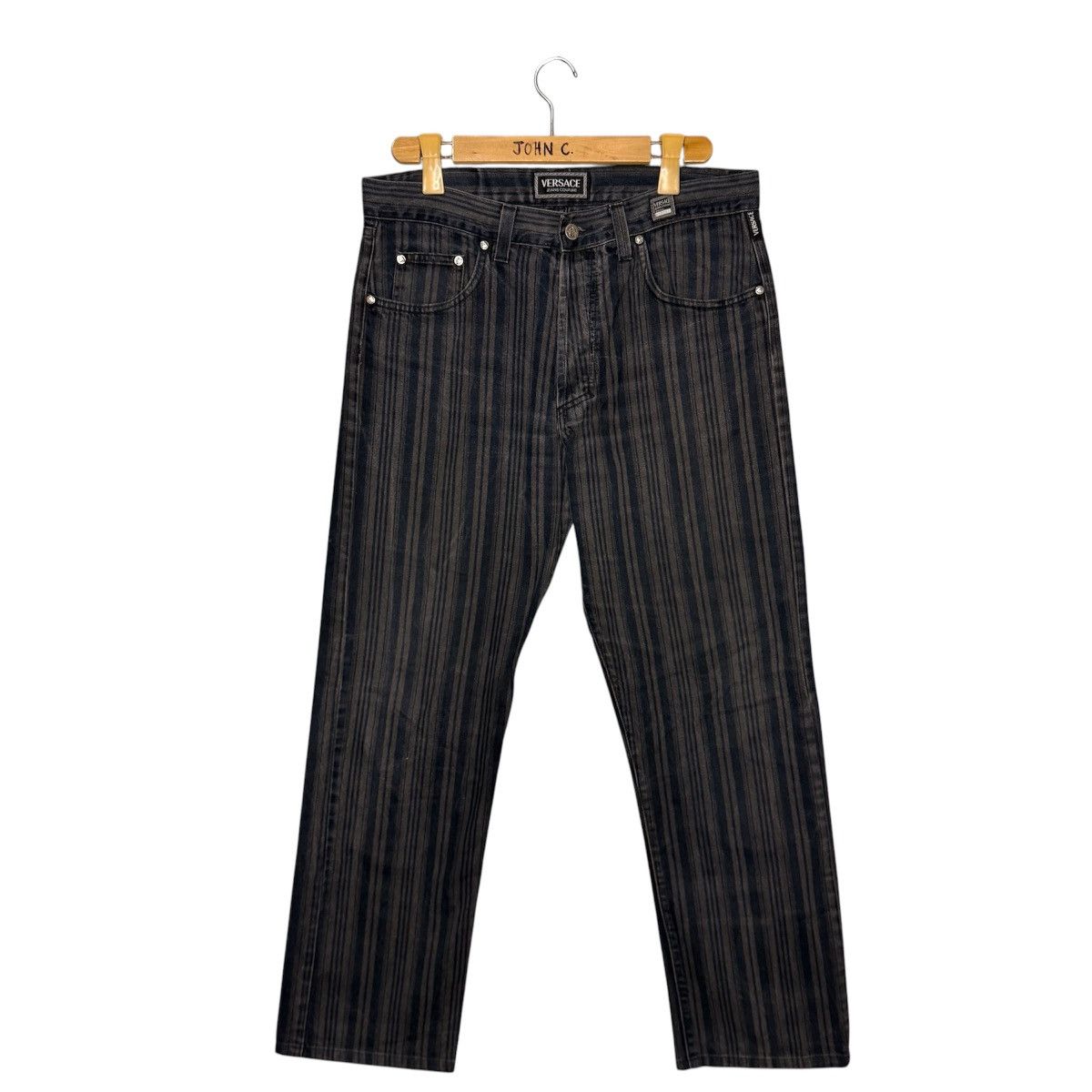 Vintage 90s Versace Jeans Couture Medusa Stripes Denim Jeans