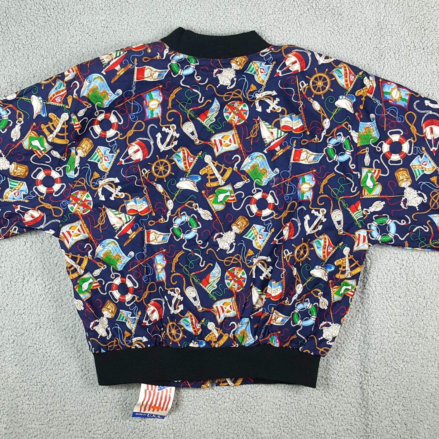Nautica VINTAGE Infinity Chic Windbreaker Jacket Women's Medium Blue Nautical All Over Print 80s 90s Boat Sailing Outdoor Size M / US 6-8 / IT 42-44 - 4 Thumbnail