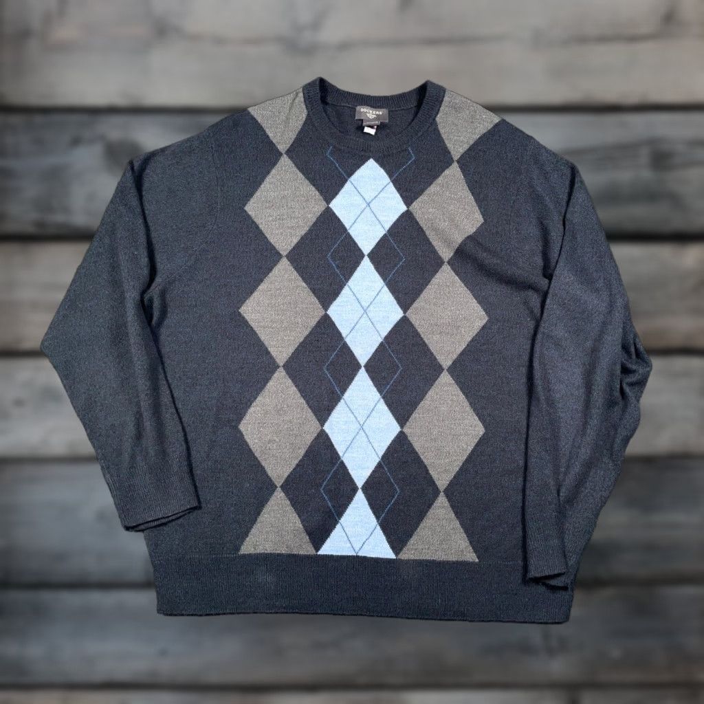 Dockers DOCKERS Argyle Sweater Adult 2XL Dark Gray Lightweight Knit Crew Neck Mens Size US XXL / EU 58 / 5 - 1 Thumbnail