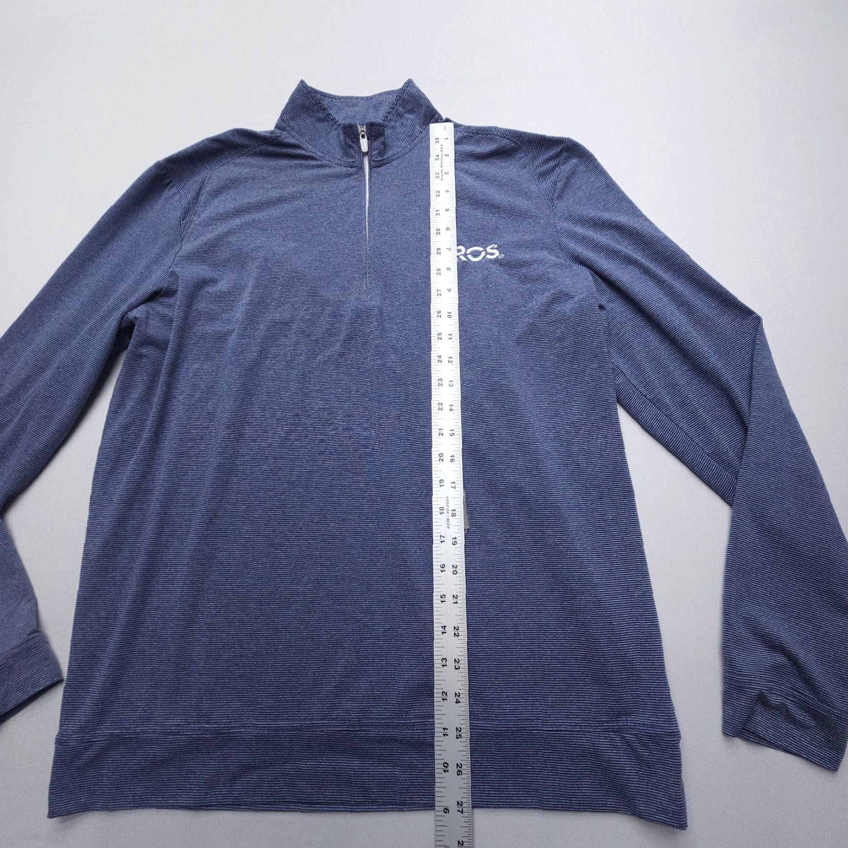 johnnie-O johnnie-O 1/4 Zip Long Sleeve Pullover Mens Large Golf Active Blue Striped Stretch Performance Regular Size US L / EU 52-54 / 3 - 6 Thumbnail