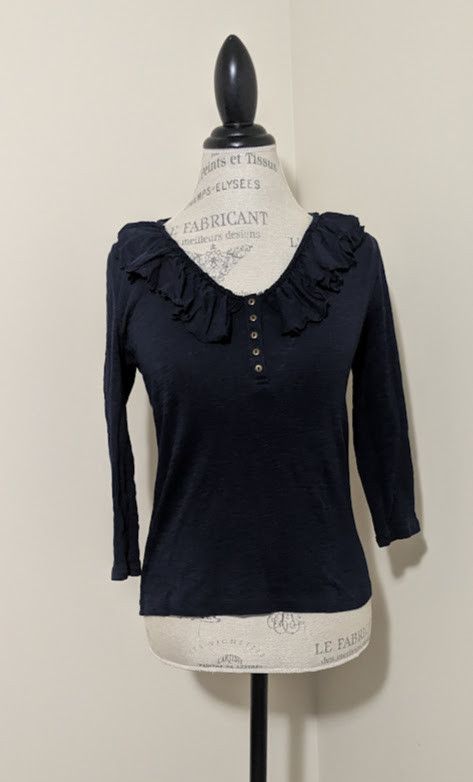 Chaps Chaps denim women's ruffle neck pullover blouse Size M / US 6-8 / IT 42-44 - 1 Thumbnail