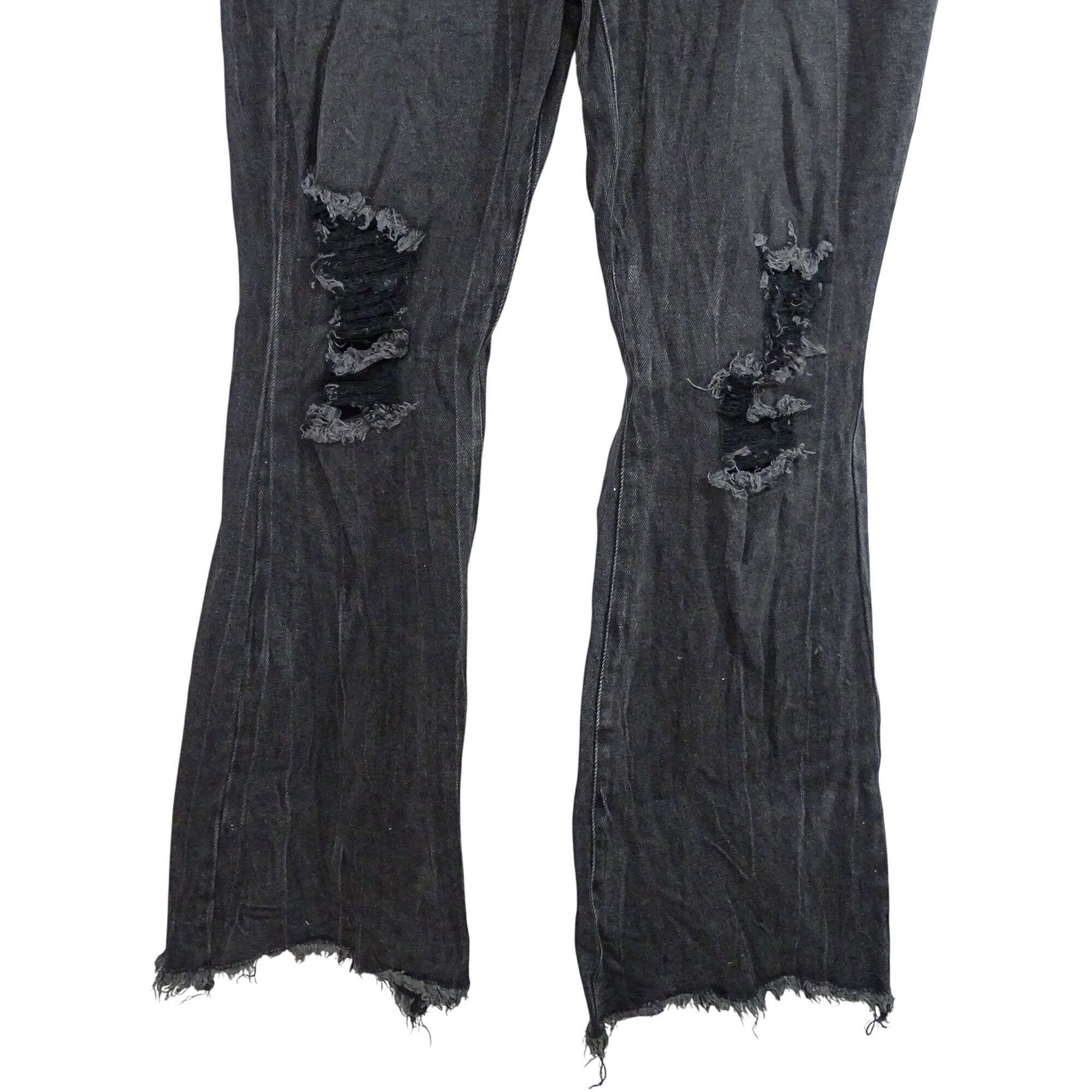 GB GB Black Ripped Wide Leg Flare Jeans Juniors Size 11 Denim F Size 31" - 3 Thumbnail