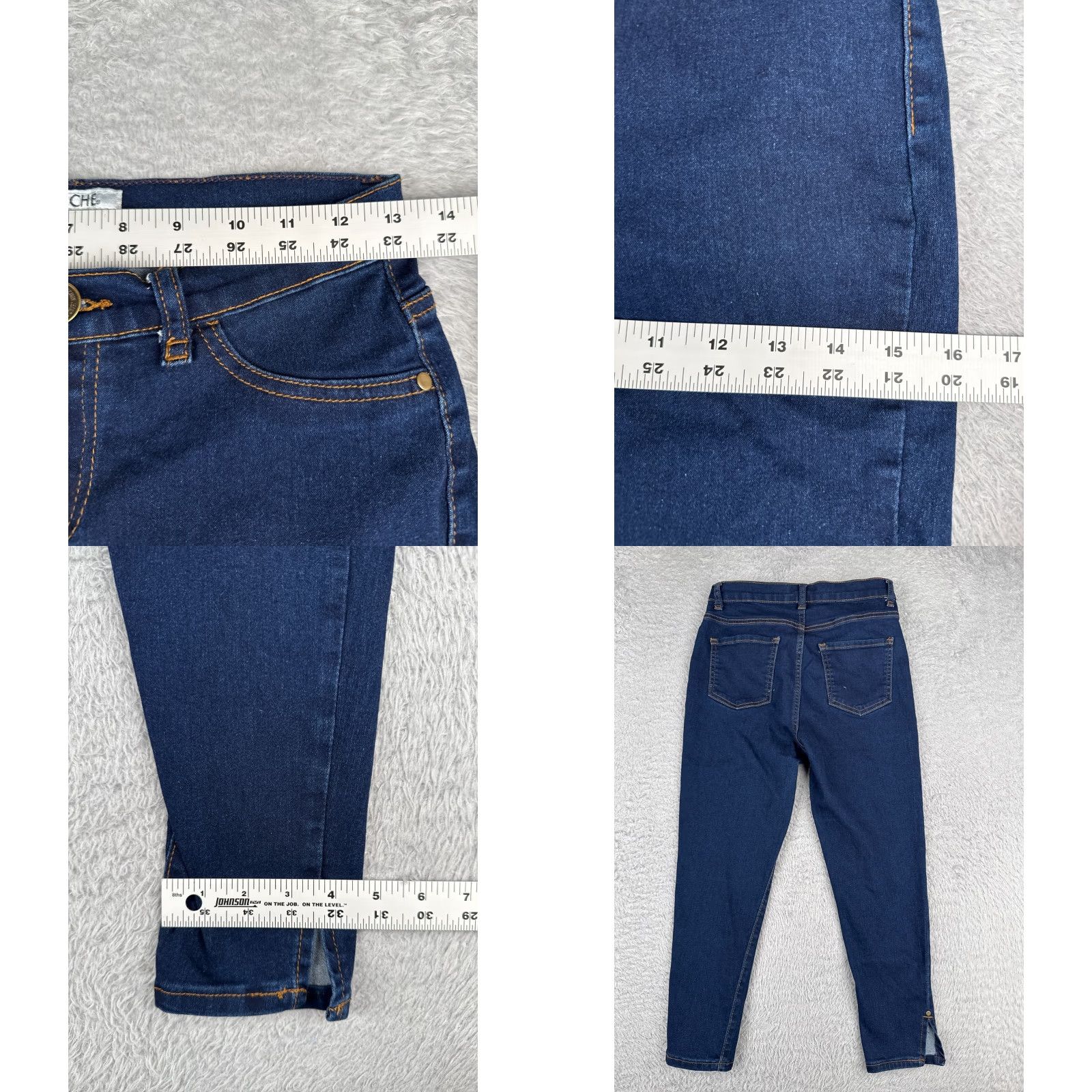 Vintage Vertiche Jeans Juniors 13 Blue Denim Skinny Slit Hem Cotton Poly Blend Mid 26x22 Size 34" / US 12 / IT 48 - 9 Thumbnail