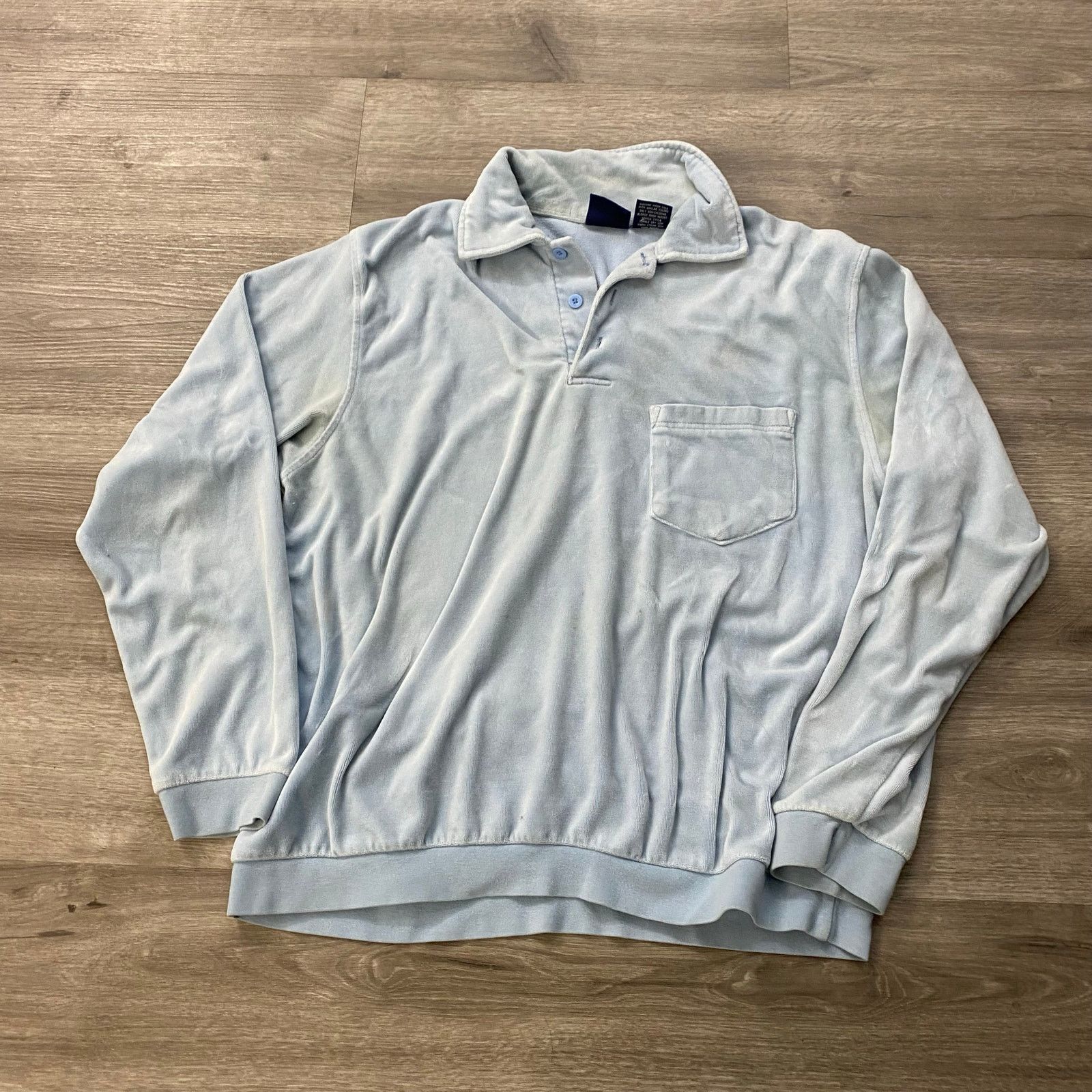 Vintage VINTAGE BLUE VELOUR LONGSLEEVE SWEATSHIRT LARGE Size US L / EU 52-54 / 3 - 1 Thumbnail