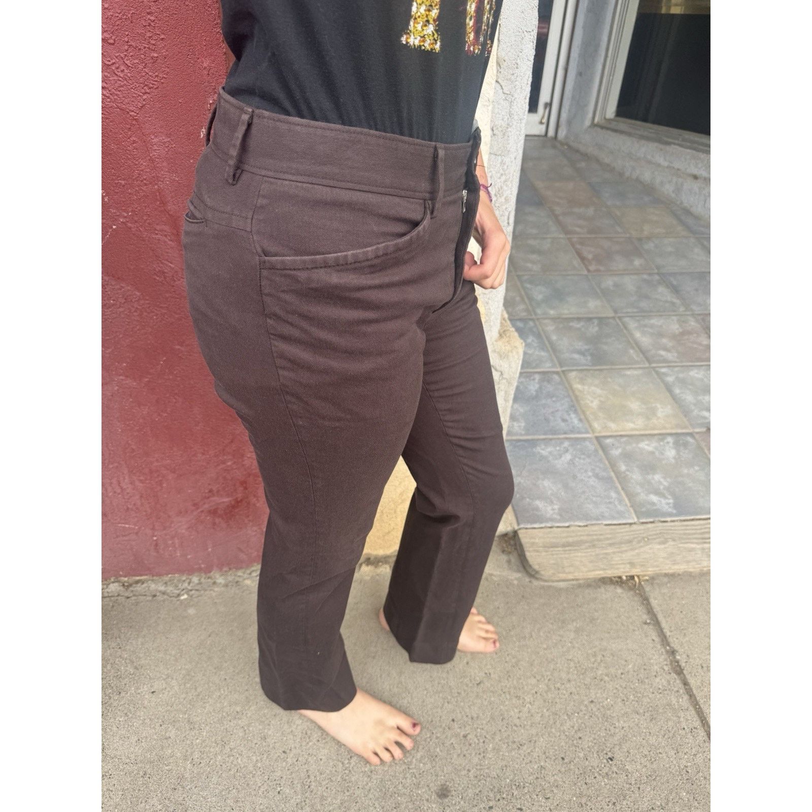 Miu Miu 90s Miu Miu US 12 Brown Cotton Blend Trousers Size 34" / US 12 / IT 48 - 6 Thumbnail
