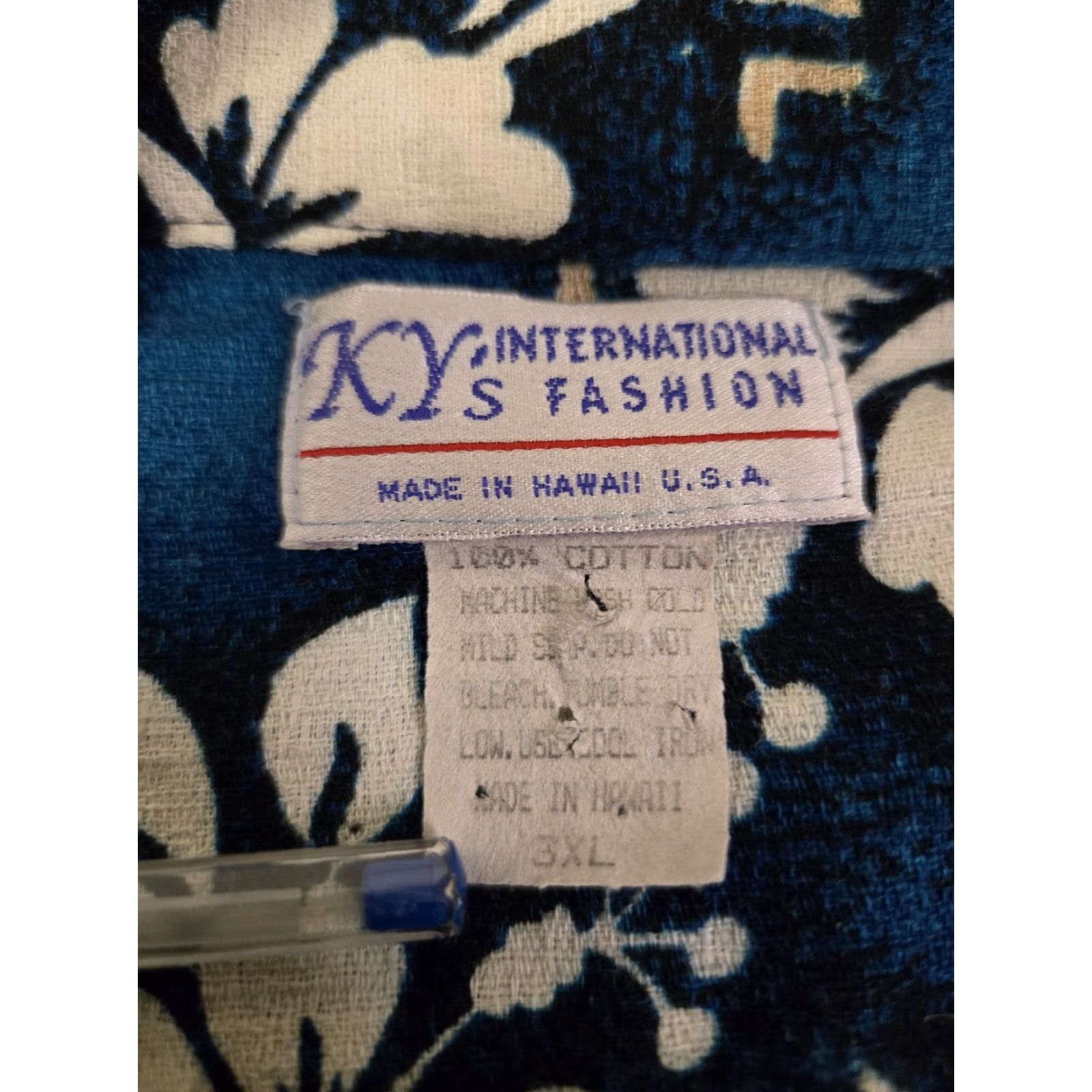 Vintage KY's International Fashion Shirt Mens 3XL Hawaiian Aloha Made in Hawaii USA Blue Floral Button-Up Short Sleeve Collared Cotton Beach Tropical Size US XXL / EU 58 / 5 - 4 Thumbnail