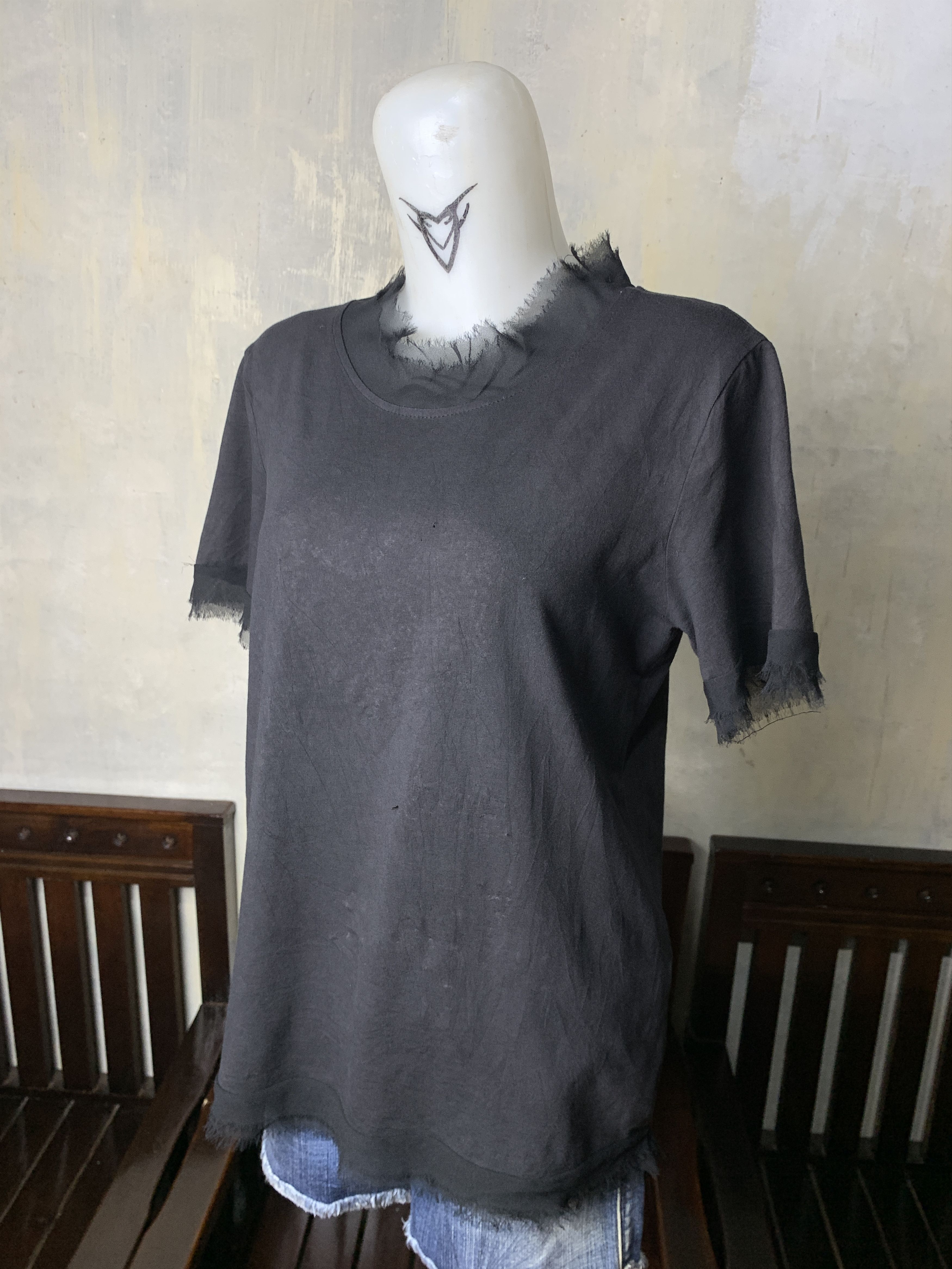 Lanvin LANVIN Black Mix Mesh Elastane Tee (L) Size L / US 10 / IT 46 - 2 Thumbnail