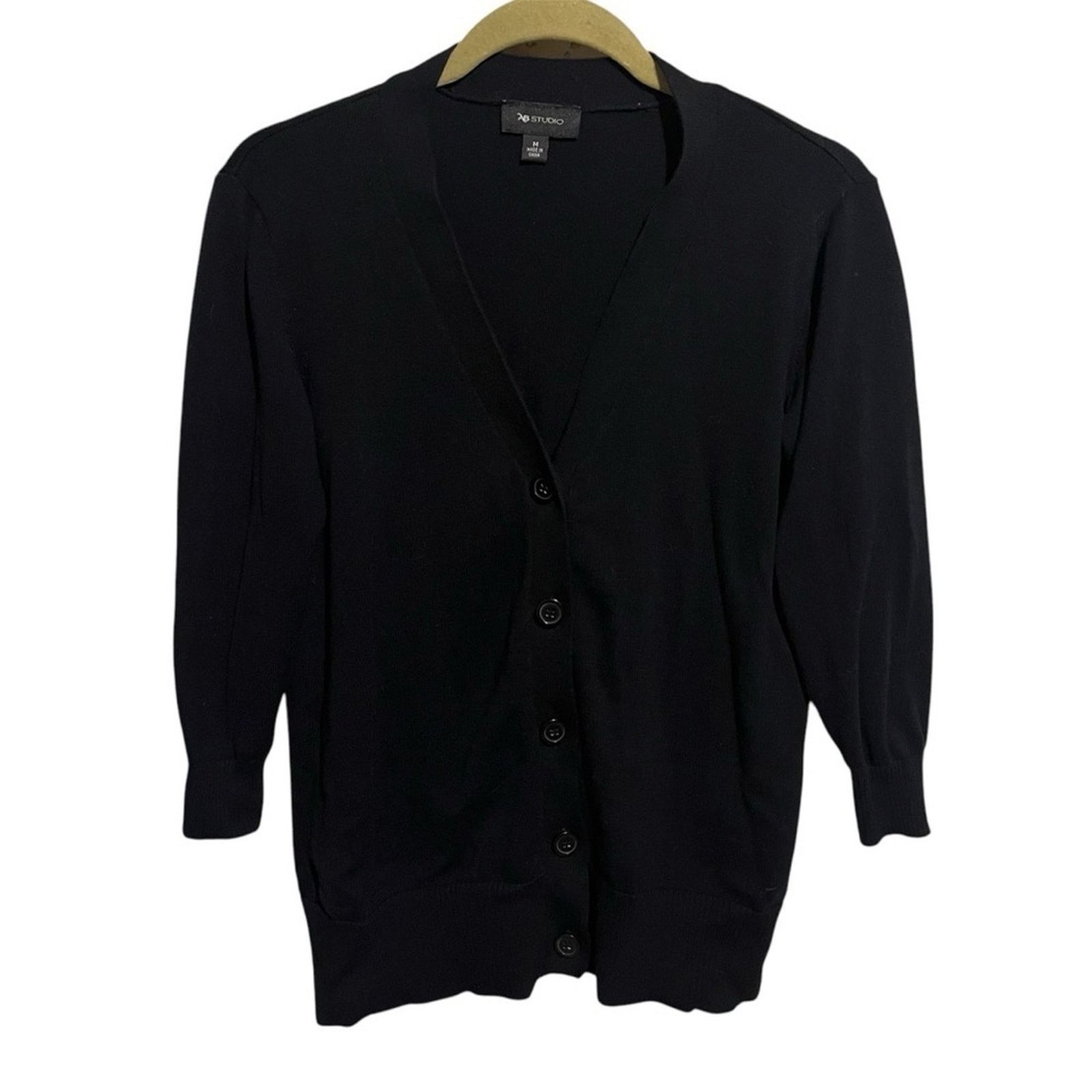 Other AB Studio Women's Black 3/4 Sleeve Lightweight Cardigan Sz M Size M / US 6-8 / IT 42-44 - 1 Thumbnail