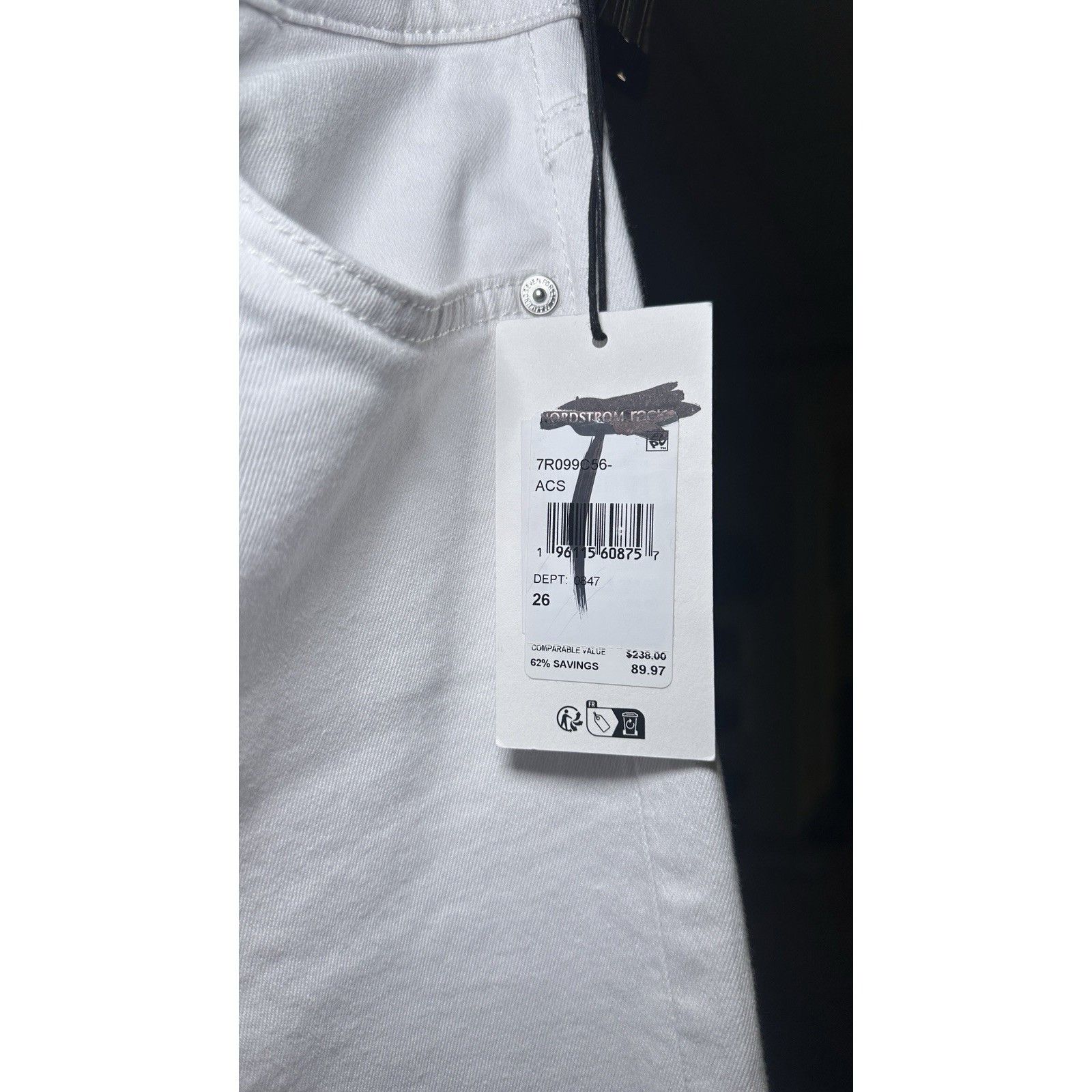 7 For All Mankind 7 For All Mankind Side Slit White Straight Leg Women's 27 Je Size 26" / US 2 / IT 38 - 4 Thumbnail