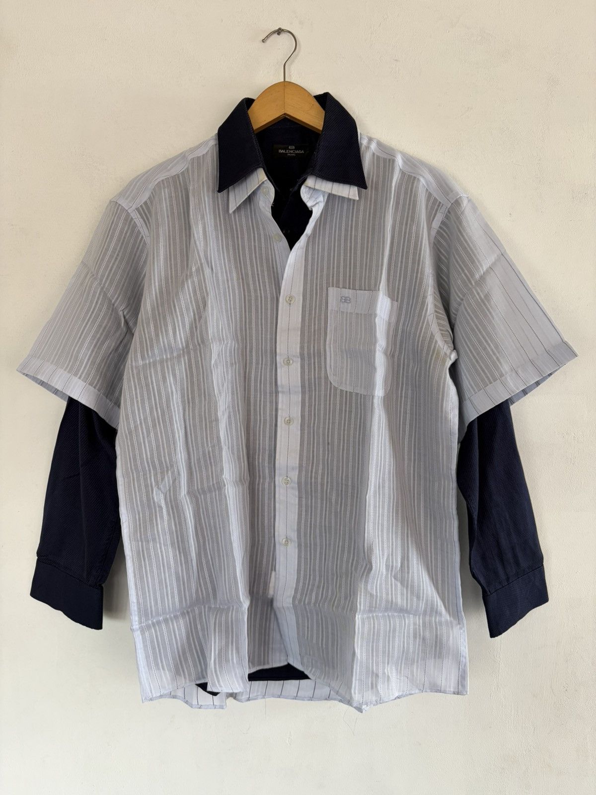 Balenciaga Balenciaga double layered vintage shirt button Size US L / EU 52-54 / 3 - 1 Thumbnail