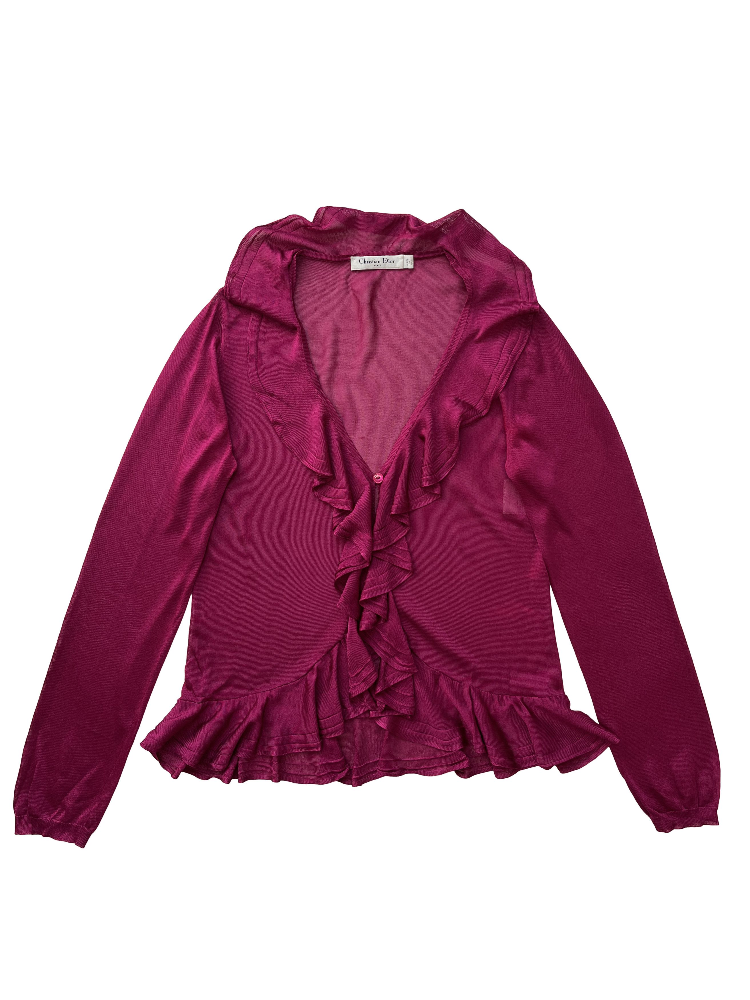Dior ⚡️QUICK SALE⚡️2008 Dior Galliano Fuchsia Sheer Ruffled Top Size M / US 6-8 / IT 42-44 - 1 Thumbnail