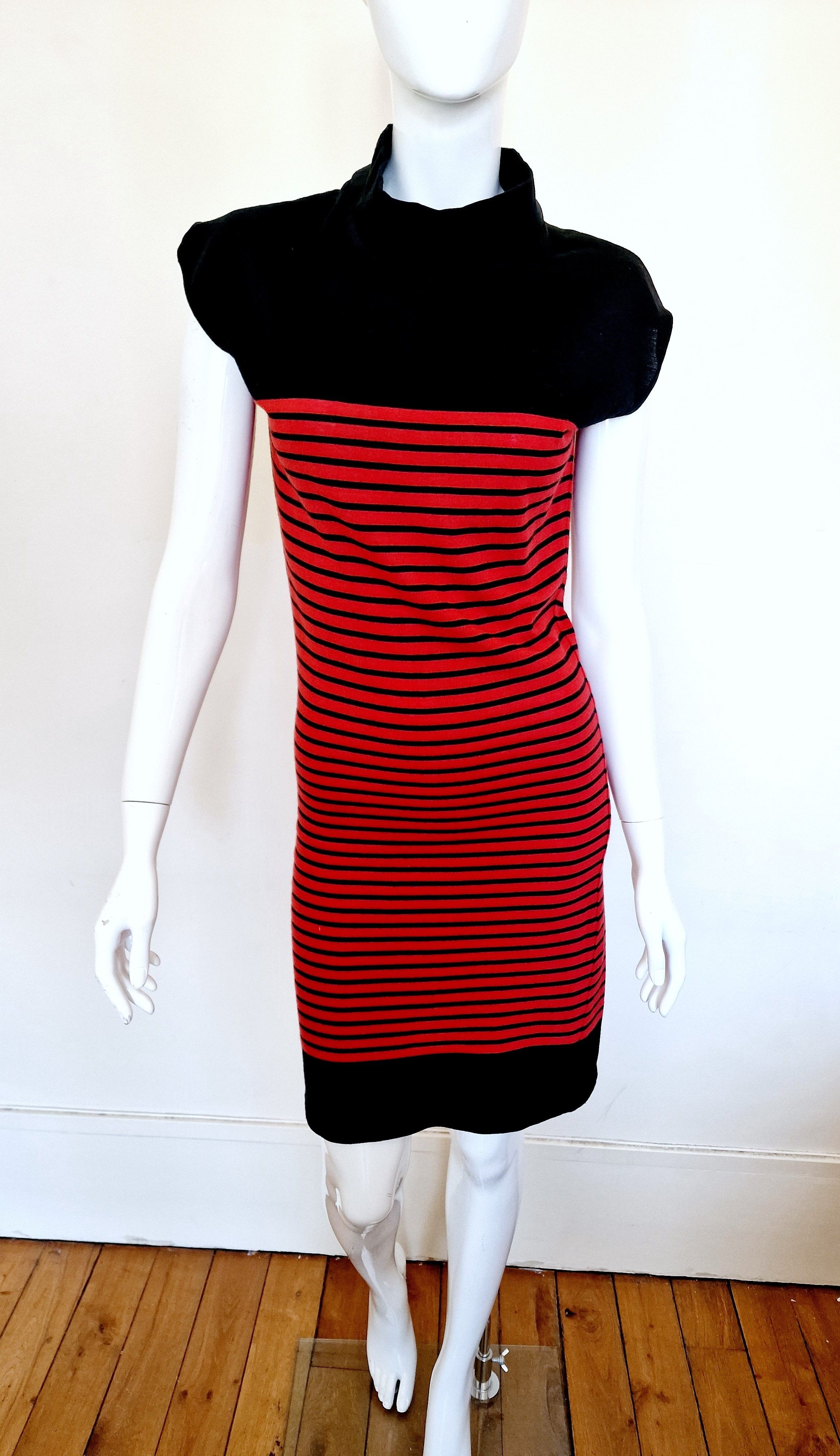 Jean Paul Gaultier 1980s Jean Paul Gaultier Public Striped Marine Sailor Dress Size M / US 6-8 / IT 42-44 - 2 Thumbnail