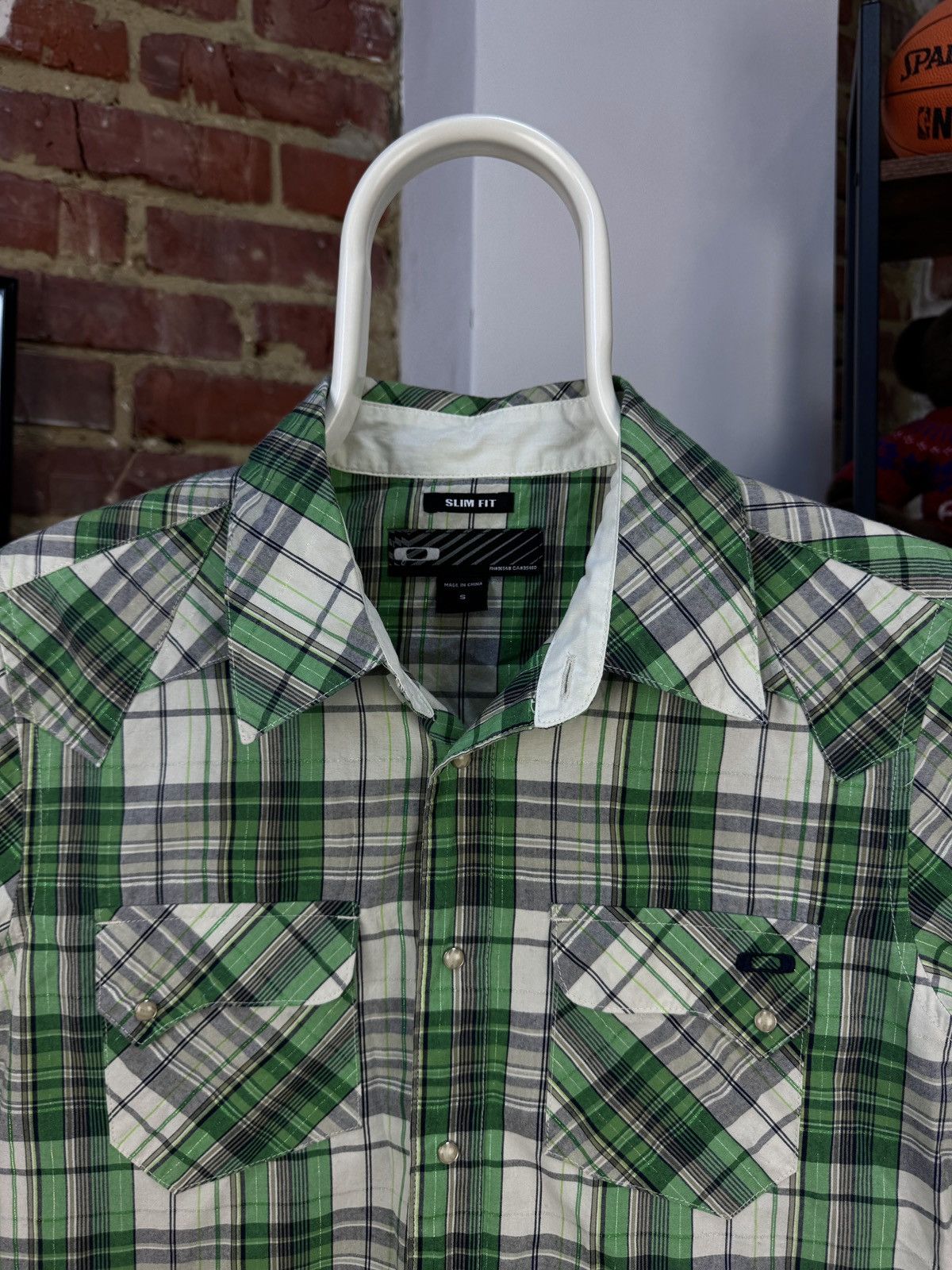 Oakley × Vintage OAKLEY Vintage Mens Short Sleeve Plaid Green Shirt Size US S / EU 44-46 / 1 - 5 Thumbnail
