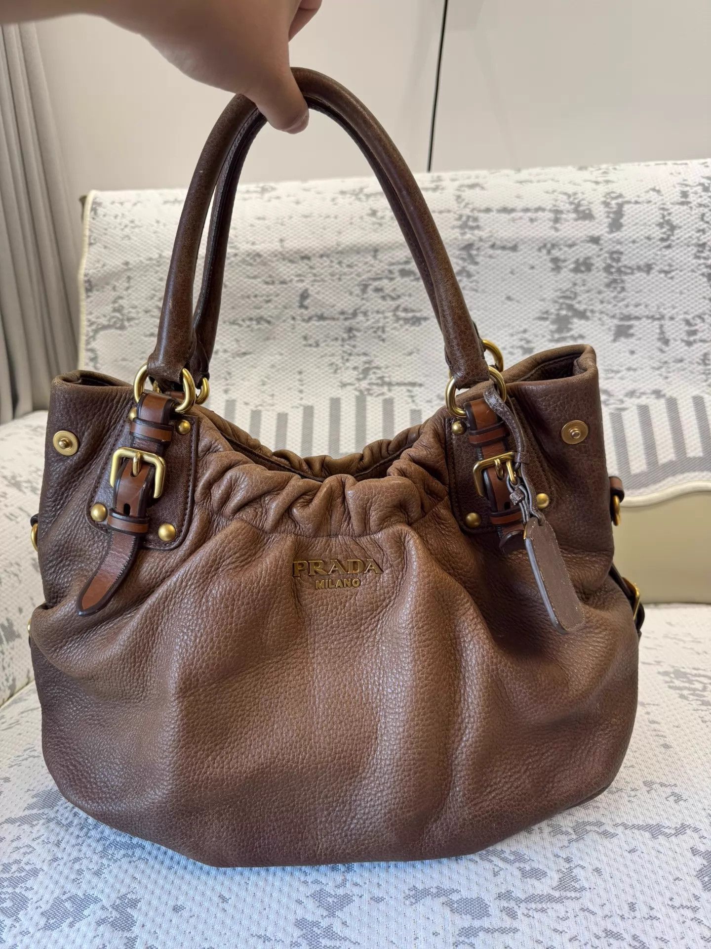 Prada Prada women's Cloud Bag Brown 44x22x23 Size ONE SIZE - 1 Thumbnail