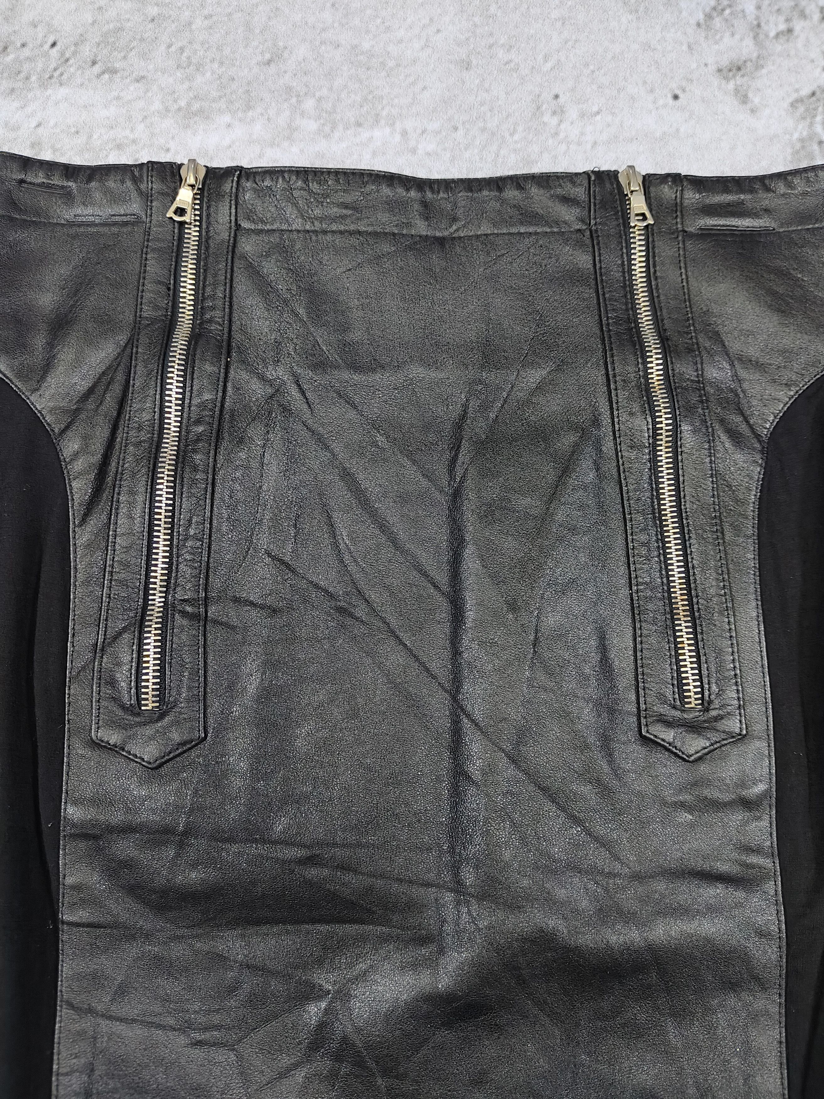 Seditionaries 90s Joslyn Clarke🇮🇹 Archive Hybrid Leather Wool Panel Skir Size 30" / US 8 / IT 44 - 3 Thumbnail