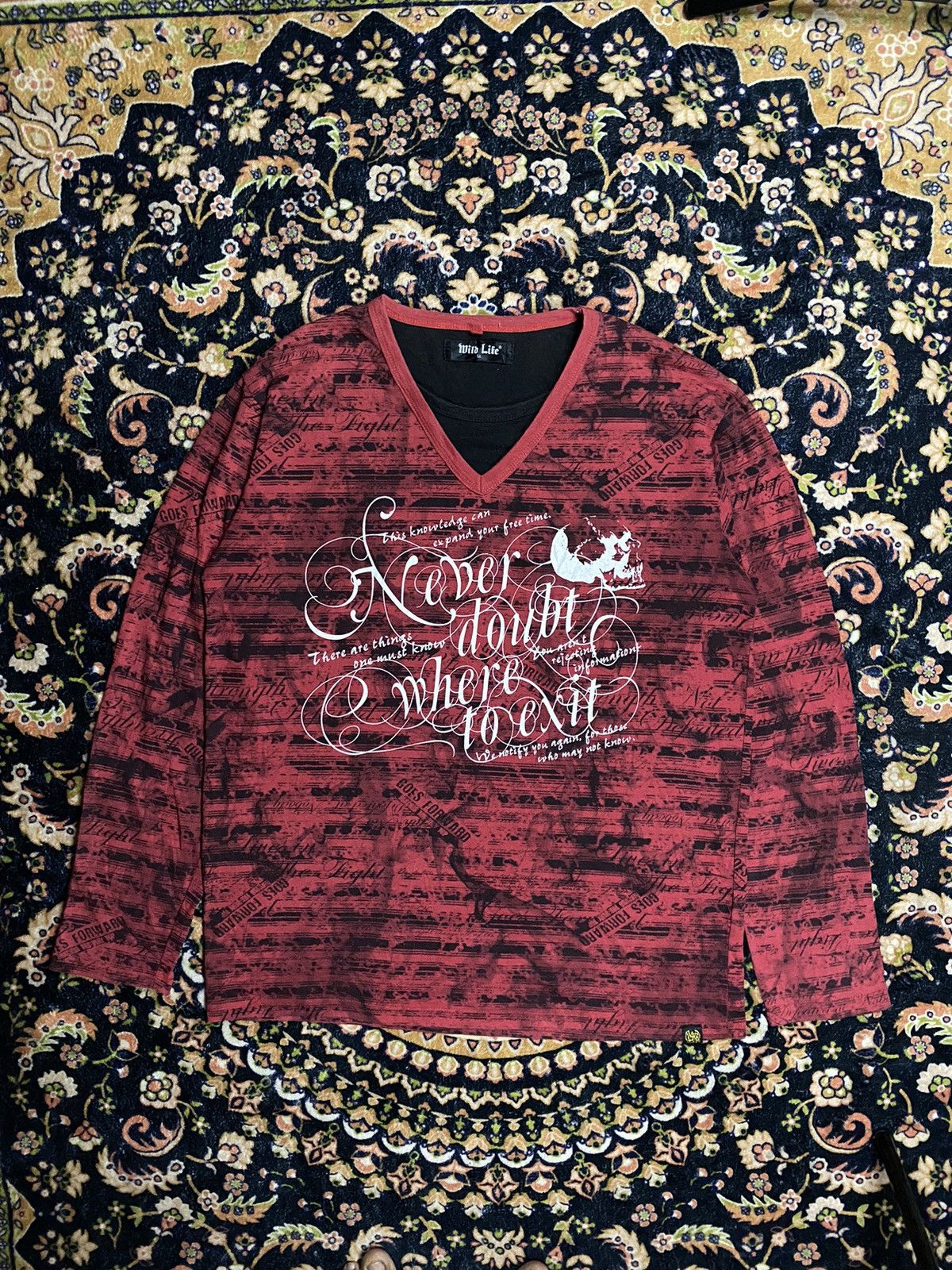 If Six Was Nine × Japanese Brand × Le Grande Bleu (L.G.B.) wild life poem smoke skull double layer longsleeve Size US L / EU 52-54 / 3 - 1 Thumbnail