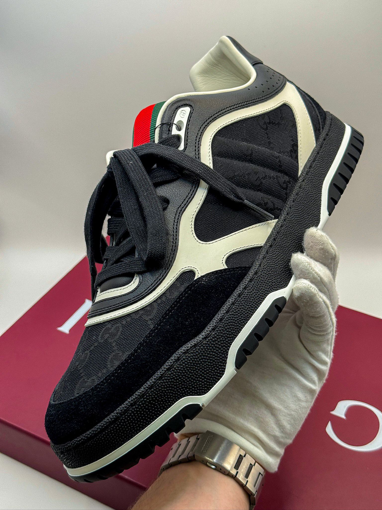 Gucci Gucci Re-Web GG Supreme Monogram Black Luxury Sneakers Size US 13 / EU 46 - 10 Thumbnail