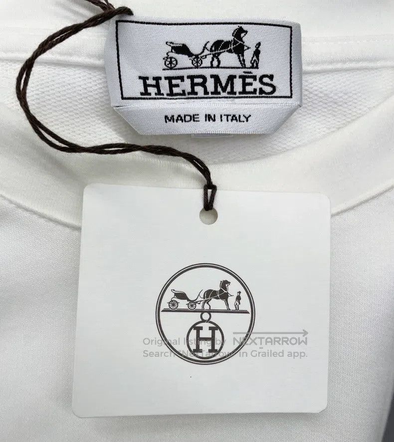 Hermes Hermes White logo print crewneck short-sleeve Size M / US 6-8 / IT 42-44 - 6 Thumbnail