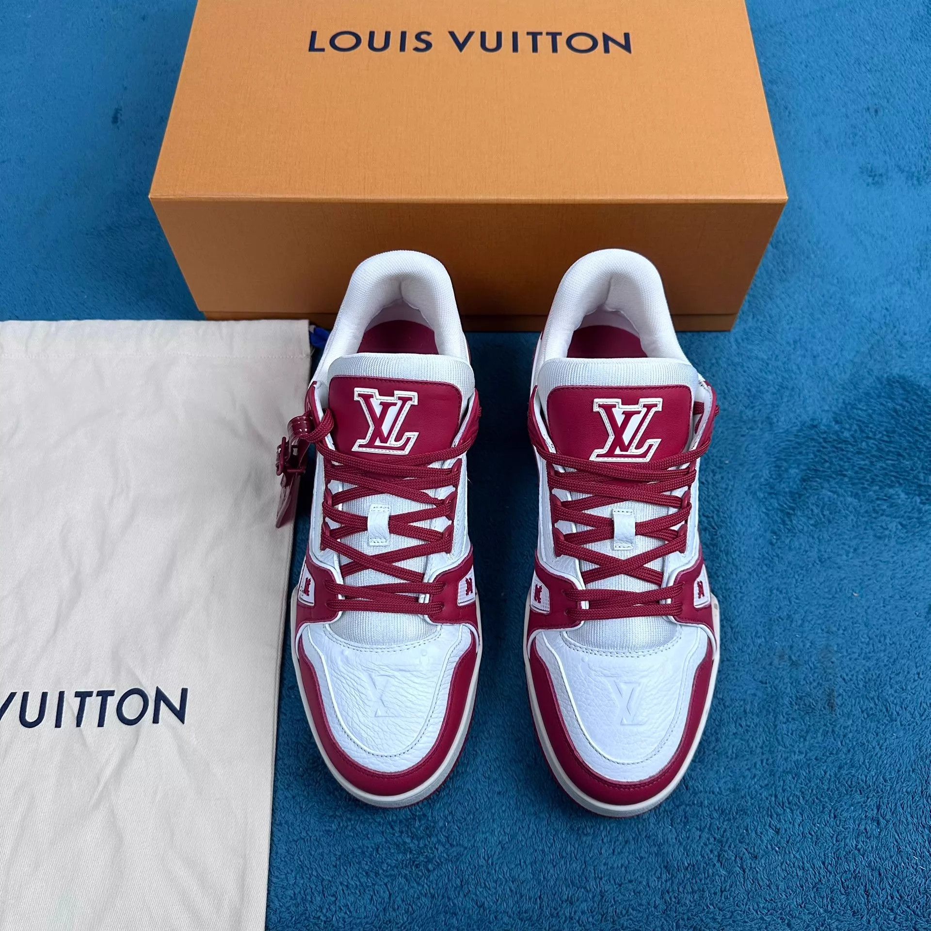 Louis Vuitton LV Trainer Low Top Sneaker Red Charity 7/EU41 Size US 8 / EU 41 - 1 Thumbnail