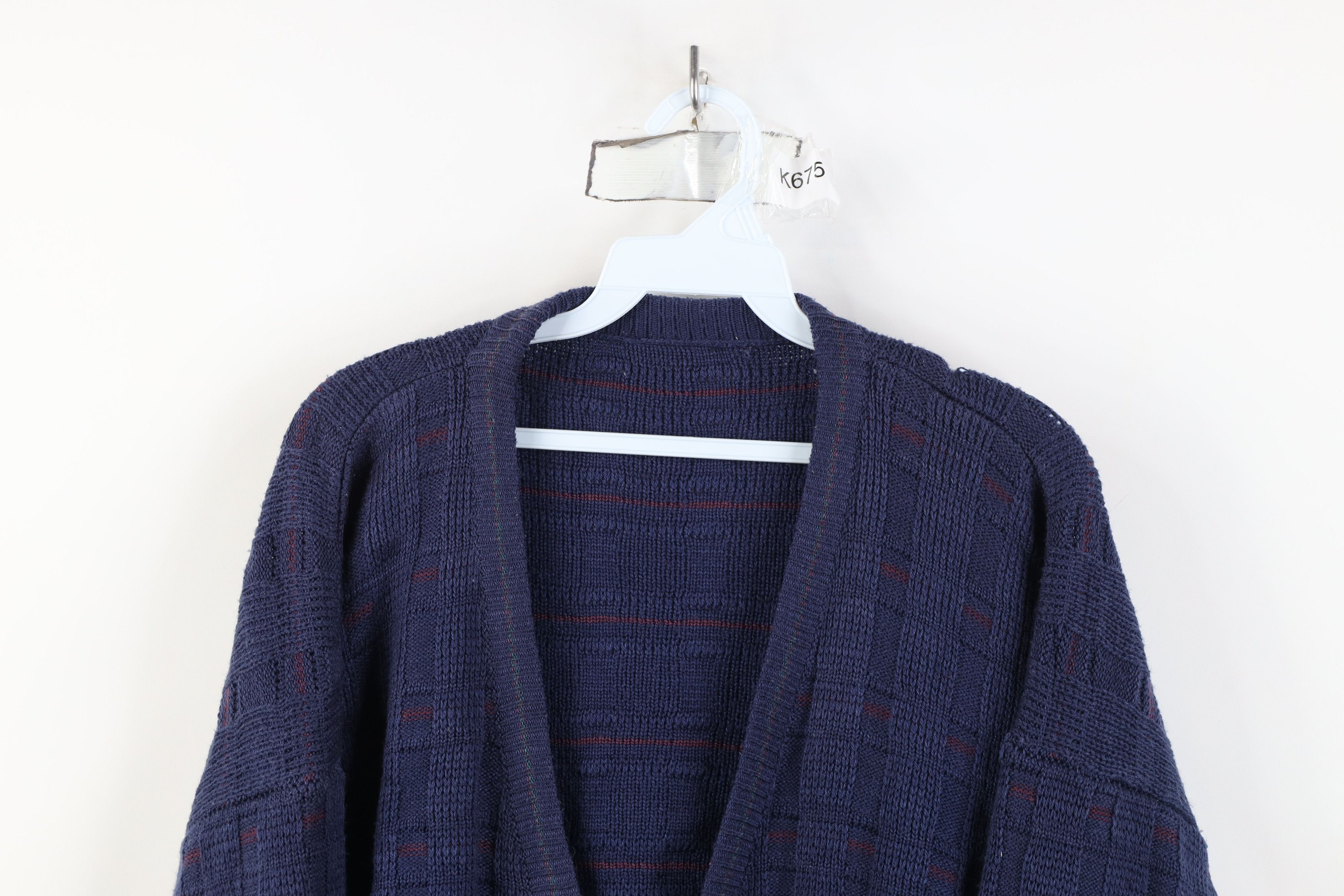 Vintage Vintage 90s Streetwear Geometric Knit Cardigan Sweater Size US XL / EU 56 / 4 - 2 Thumbnail