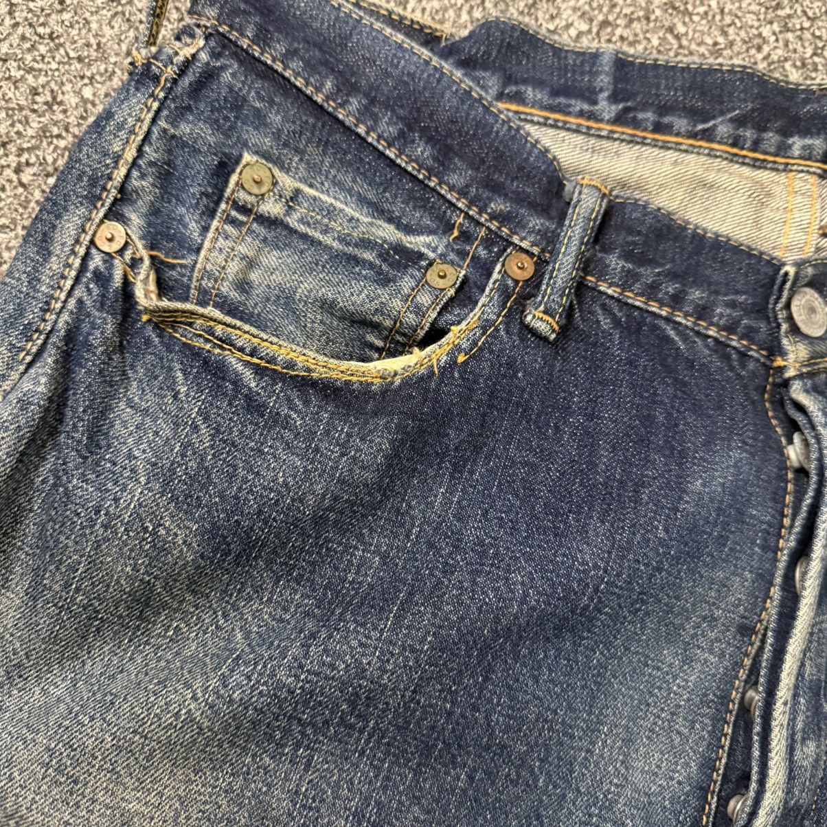 Full Count & Co. Vintage Selvedge Ripped 1101 W34 Full Count Denim Wideleg Size US 34 / EU 50 - 13 Thumbnail