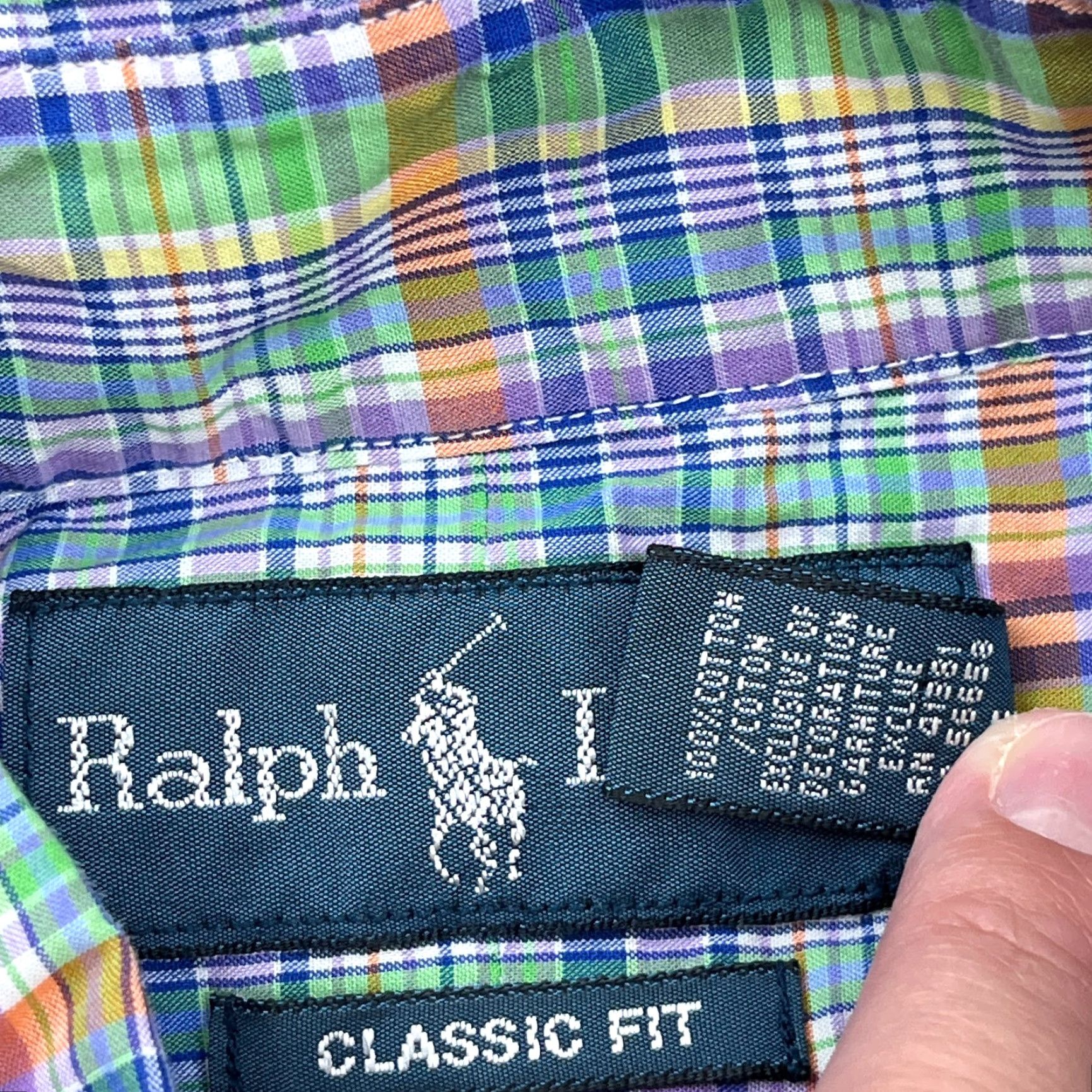 Ralph Lauren Ralph Lauren Shirt Men Medium Button Up Green Purple Multi Plaid Poplin Dress Shirt Size 40R - 6 Thumbnail