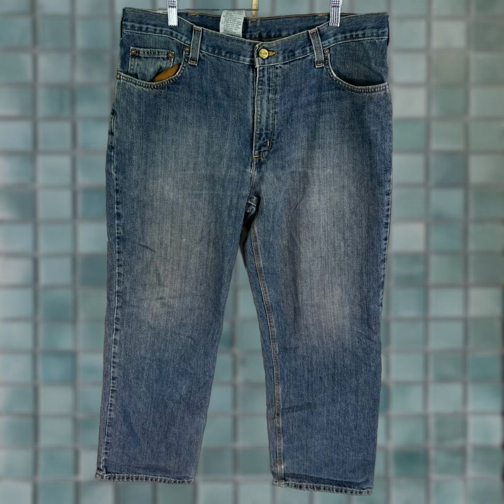 Carhartt Carhartt Jeans Relaxed Fit Straight Denim Blue 38 Mens 30 Inseam Distressed 5-Pocket Logo Button Zipper Medium Wash Regular Size Type Jeans Size US 38 / EU 54 - 1 Thumbnail