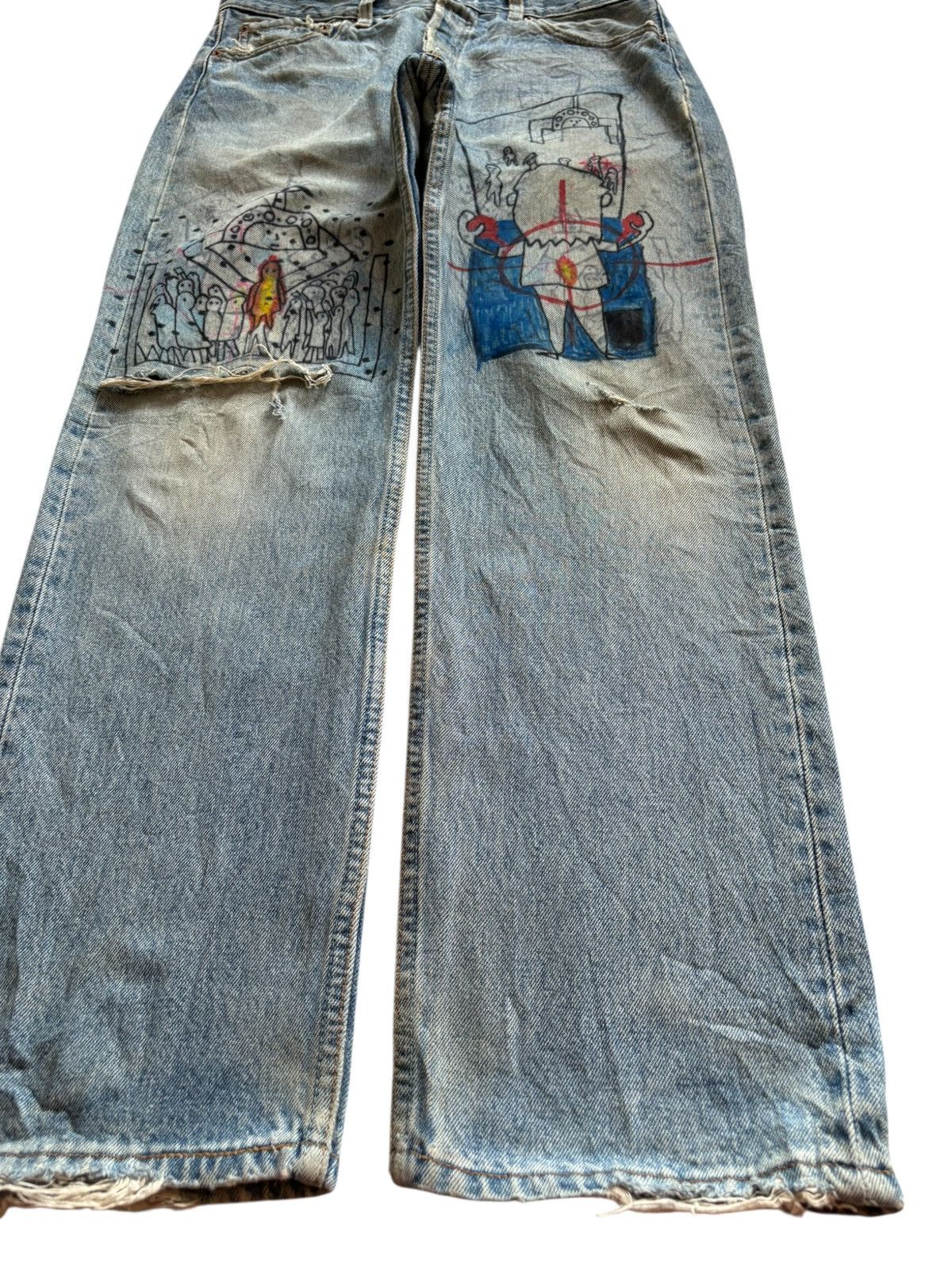 Levi's × Levi's Vintage Clothing Vintage 90s Levis 501 Button Fly Painted Distress Loose Jean Size US 32 / EU 48 - 7 Thumbnail