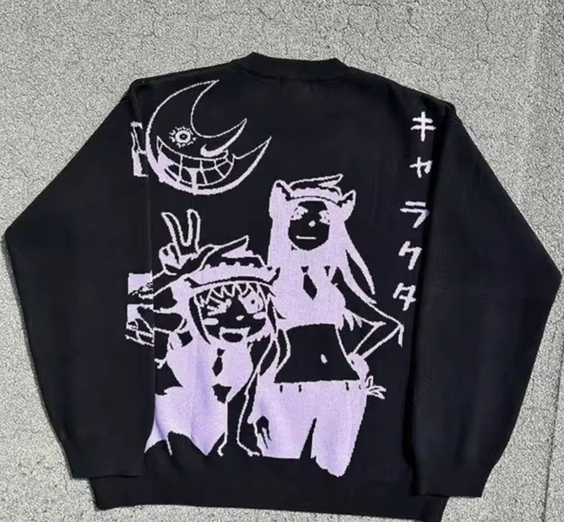 Japanese Brand Retro Moon Graffiti Sweater Jacquard Knitted Sweatshirt Size US XL / EU 56 / 4 - 3 Thumbnail
