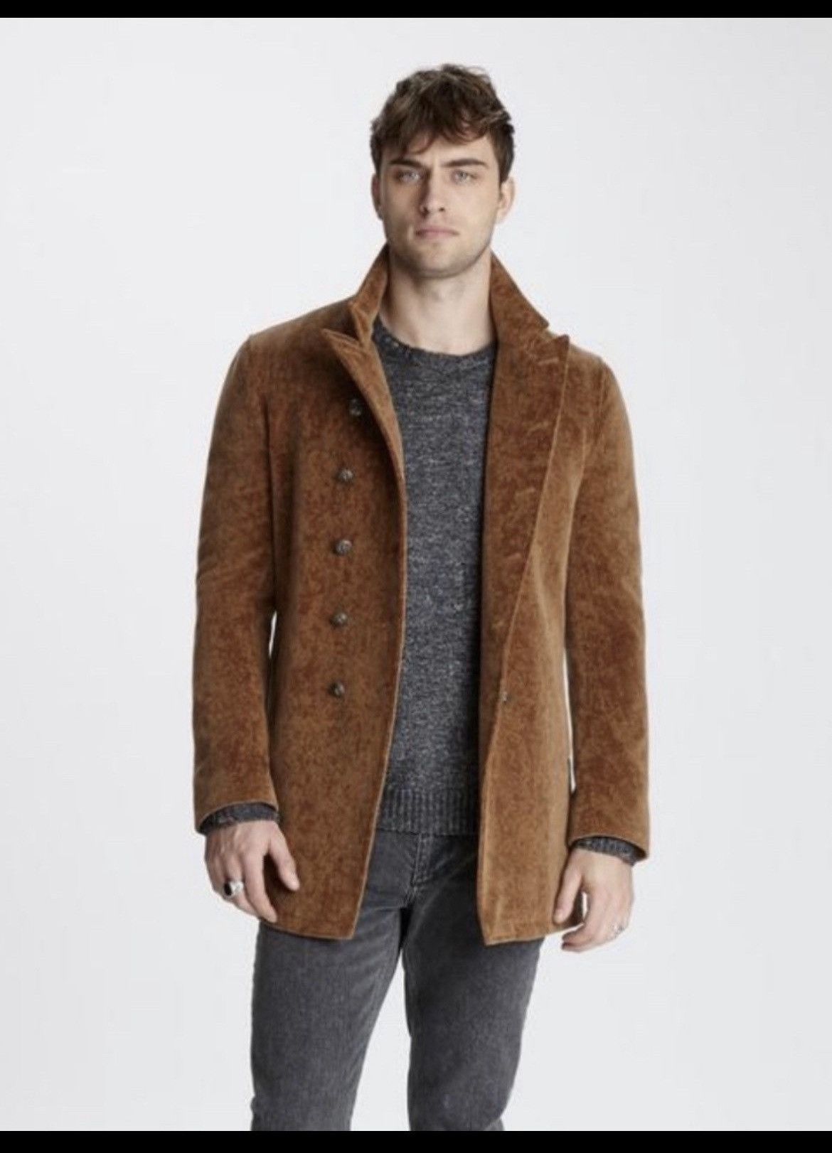 John Varvatos Double Breasted Velvet Coat Jacket EU 56 USA 46 Size US XL / EU 56 / 4 - 1 Thumbnail